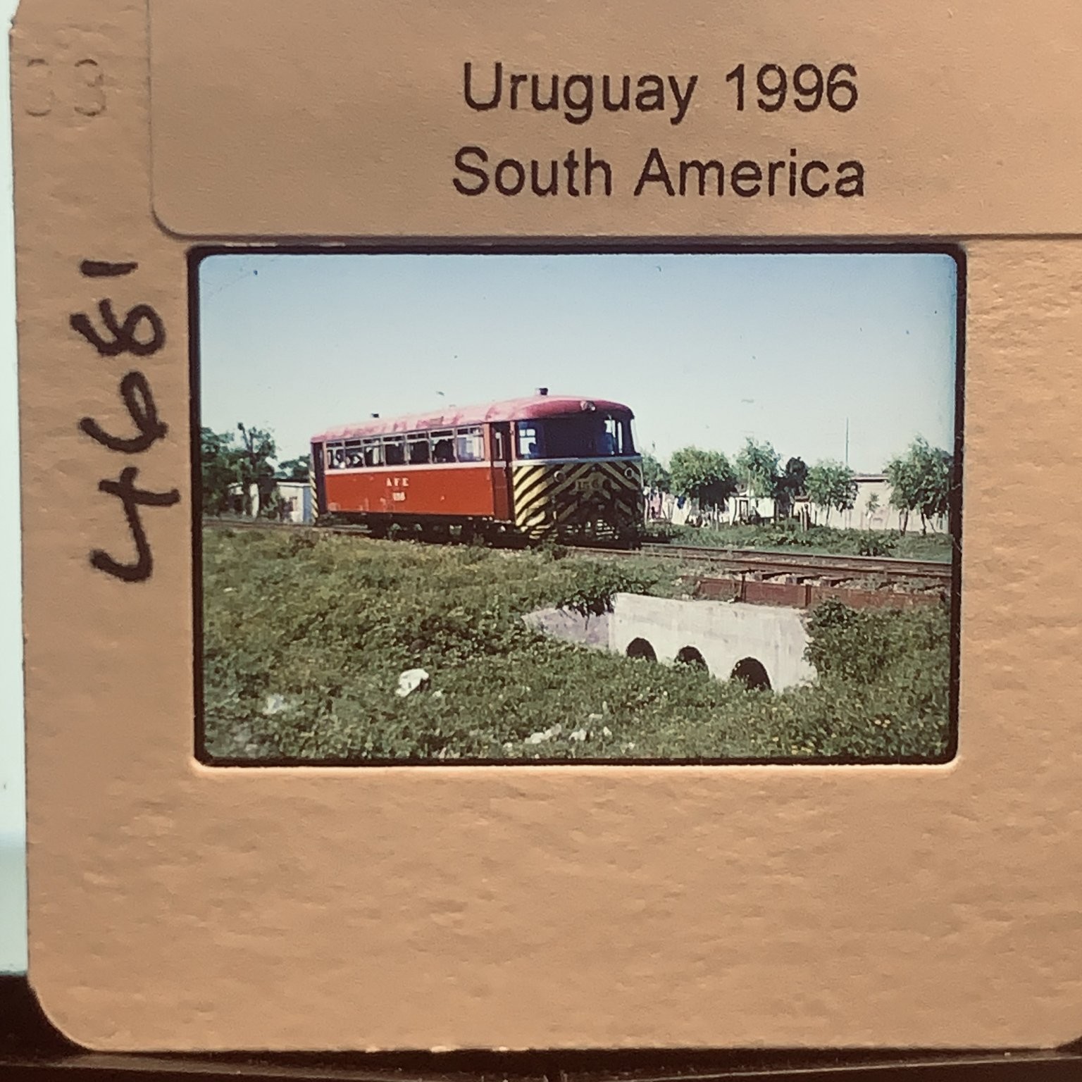 Vtg 1996 Uruguay AFE 108 Railcar Train South America 35mm Color Slide Railroad