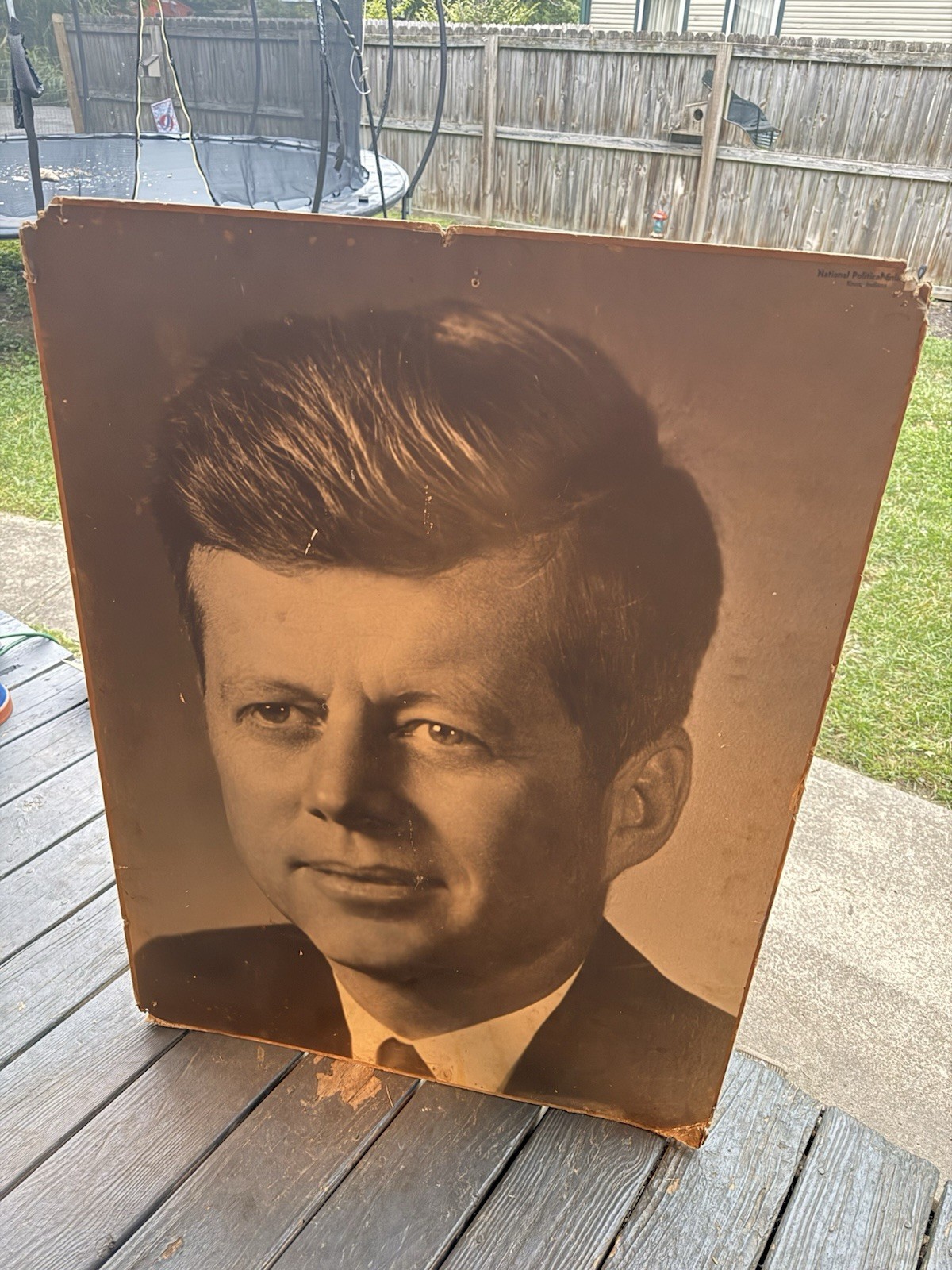 Vintage John F. Kennedy JFK 30x41 Mounted Political Portrait Display Sign 452L