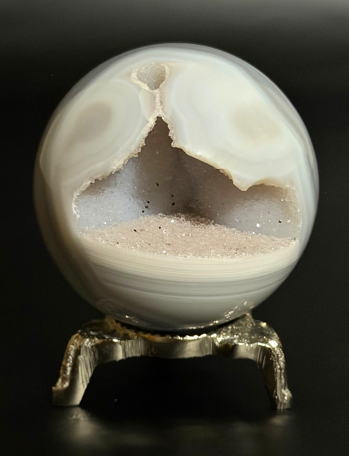 55 mm Agate Sphere with a Face - Orbs - Sparkling Druzy - Pretty Banding