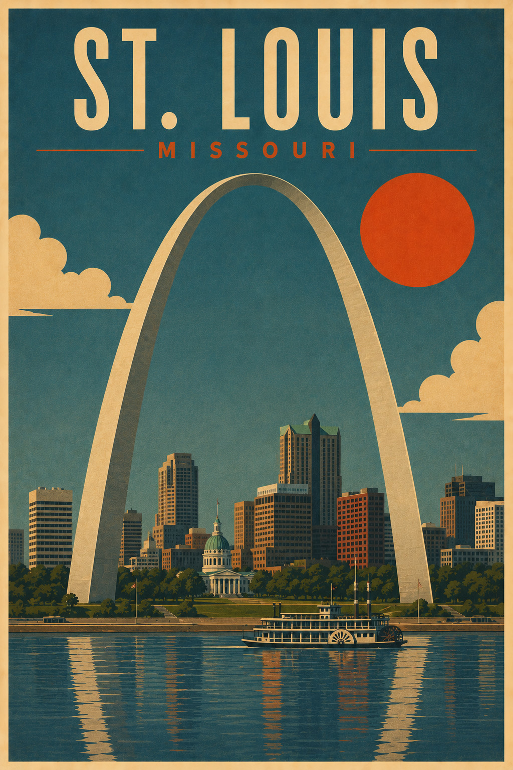 St. Louis Gateway Arch Vintage Travel Poster Missouri Wall Art Print 24x36 St. Louis Gateway Arch Vintage Travel Poster Missouri Wall Art Print 24x36