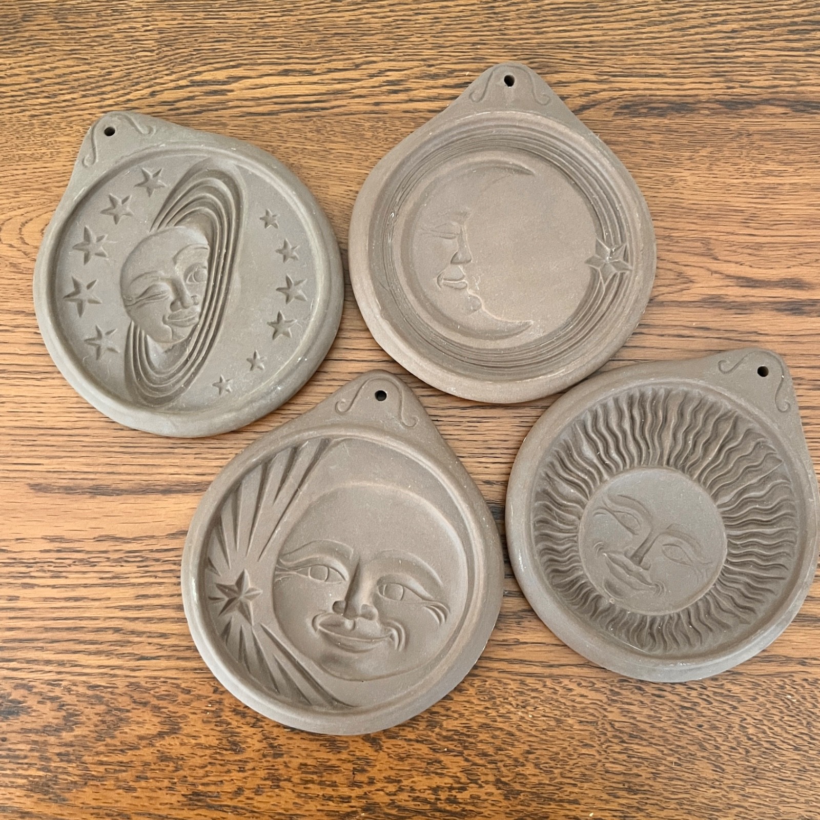 Vtg Cookie Mold Press Hartstone Pottery Sun Moon Star Saturn Celestial Full Set4
