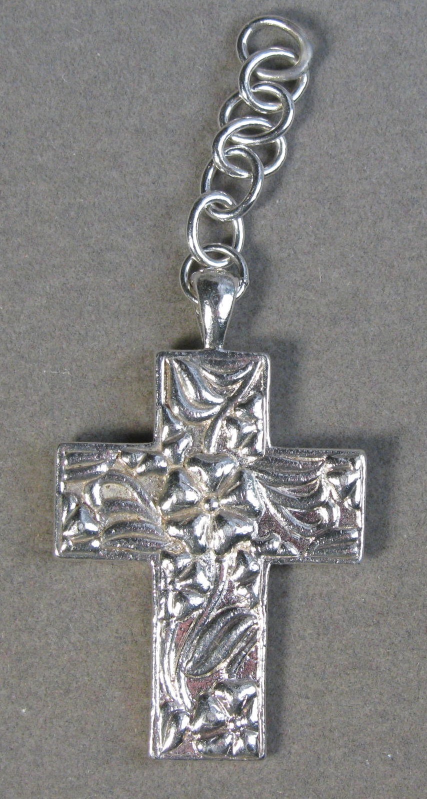 Vintage Silver Tone Serenity Prayer Cross Keychain Dangle Charm 8.8g #J5028