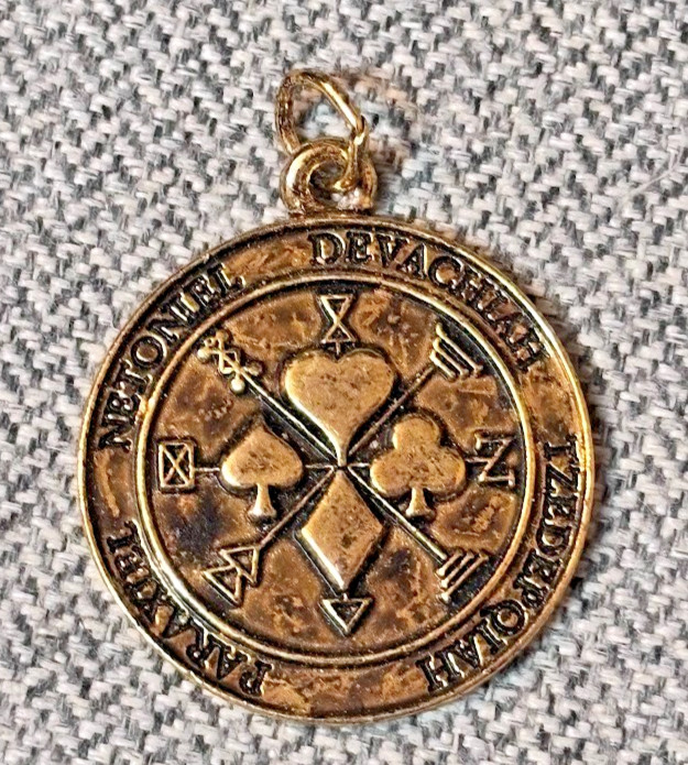 Vintage First Pentacle of Jupiter Talisman Pendant Signed I.R. Kabbalah Amulet