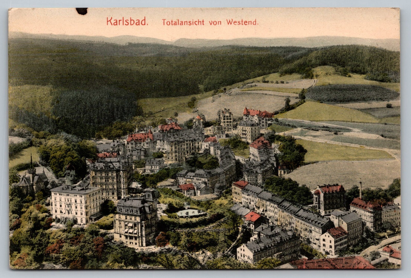 Postcard Karlsbad Totalansicht Von Westend Ariel View Germany Bruck & Sohn