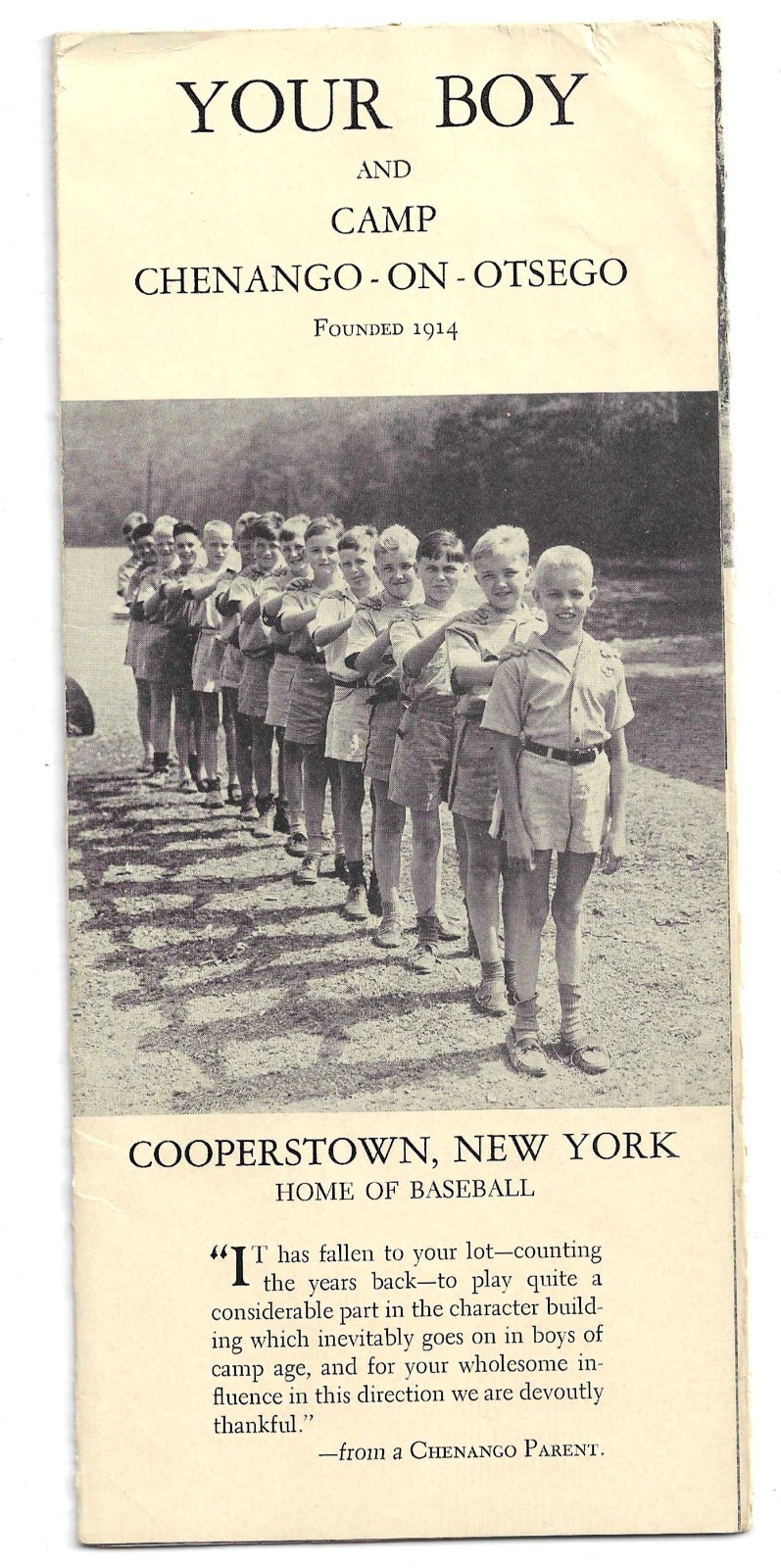 Old Brochure Your Boy and Camp Chenango On Otsego Cooperstown NY