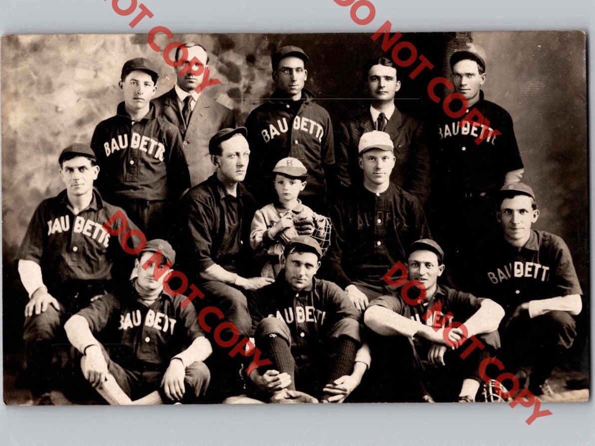 c1909 Baseball Team Players BAUDETTE Minnesota MN Lake Of The Woods County RPPC