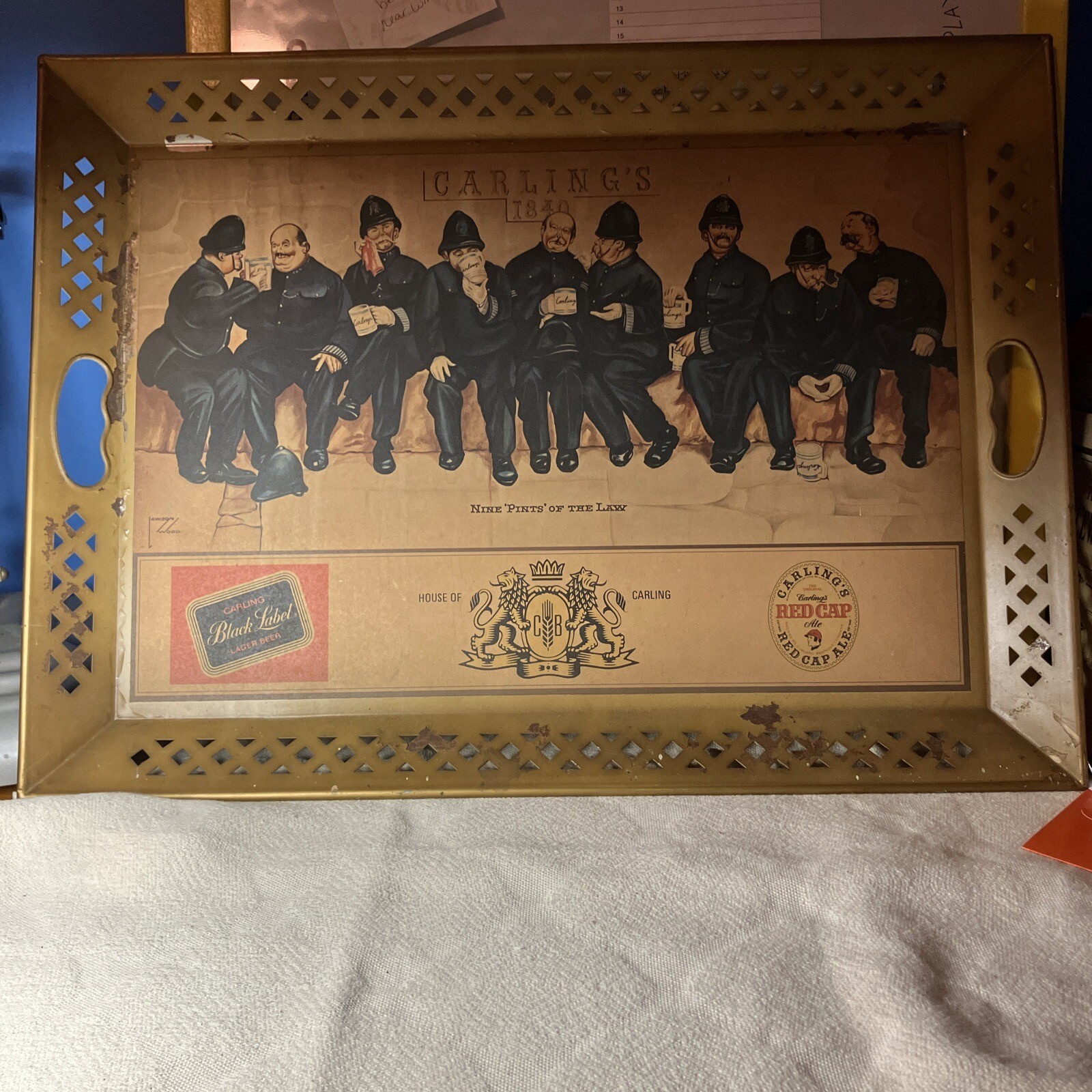Vintage Carling's Black Label Beer Tray Nine Pints of the Law Bar Display Sign