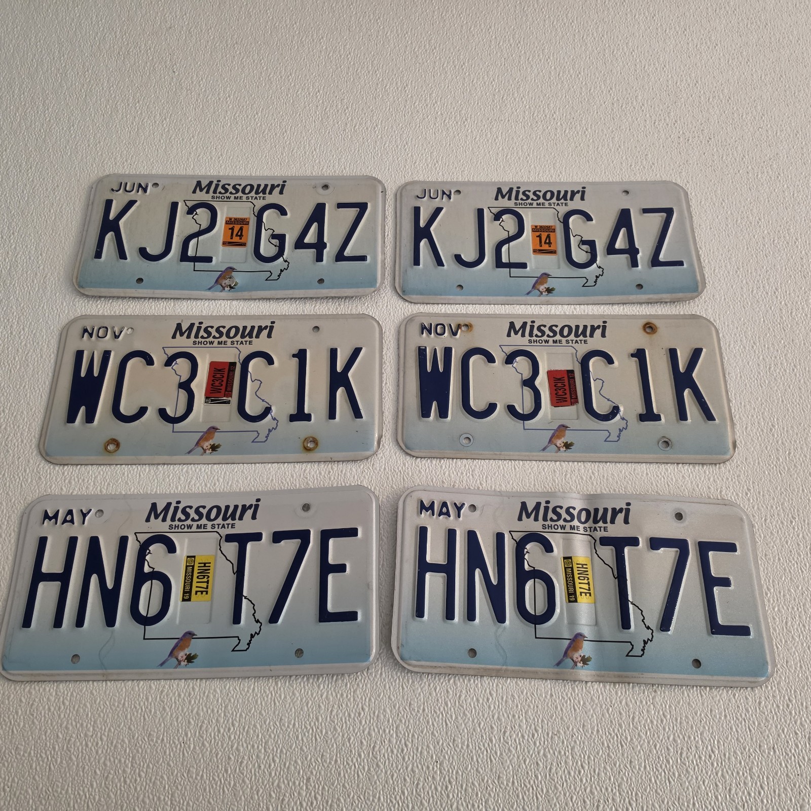 3 Sets of  Missouri License Plates