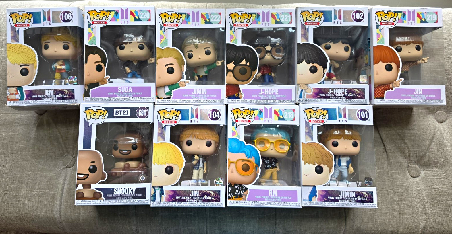 Funko Pop Rocks BTS & BT21 Vinyl Mixed Lot Boxed RM Suga Jimin J-Hope Jin 