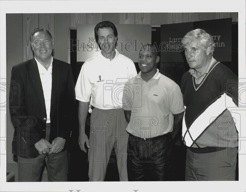 1991 Press Photo Basketball Hall of Fame Inductees Attend Press Conference 1991 Press Photo Basketball Hall of Fame Inductees Attend Press Conference