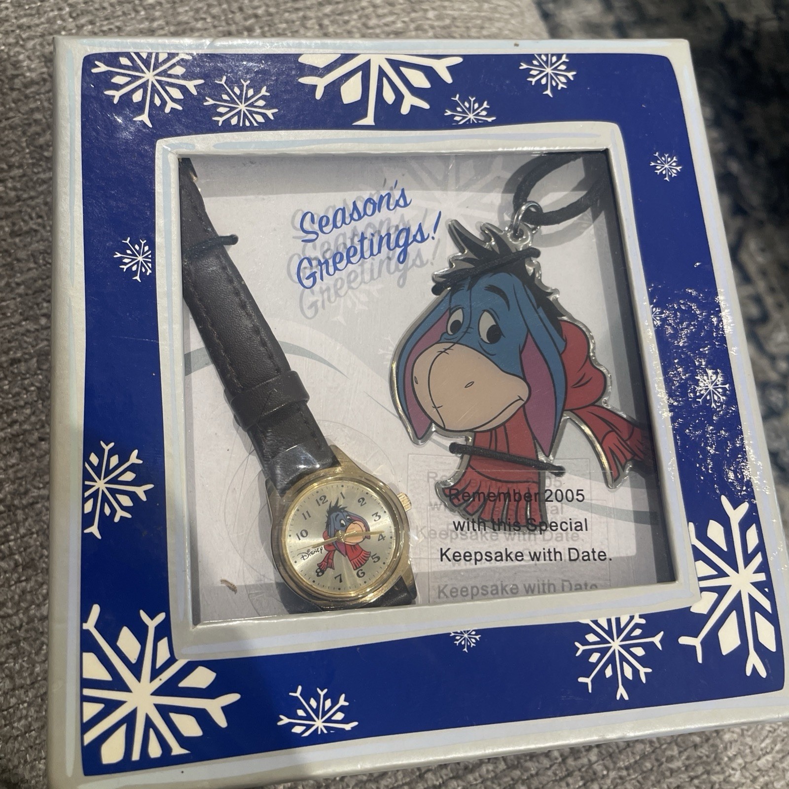 RARE 2005 Keepsake SII Eeyore Disney ladies watch and Eeyore chain Vintage