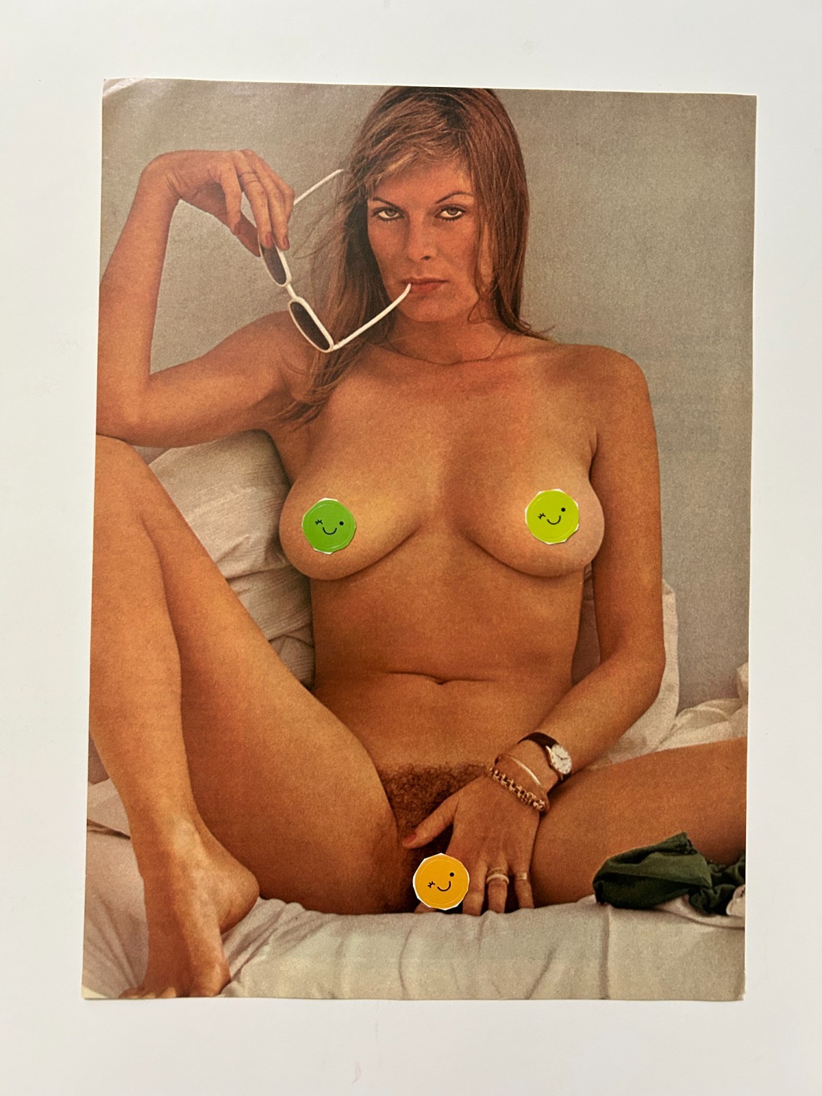 1975 Sultry Blonde Woman Sunglasses Only Print Magazine Photo Bar Art Pinup