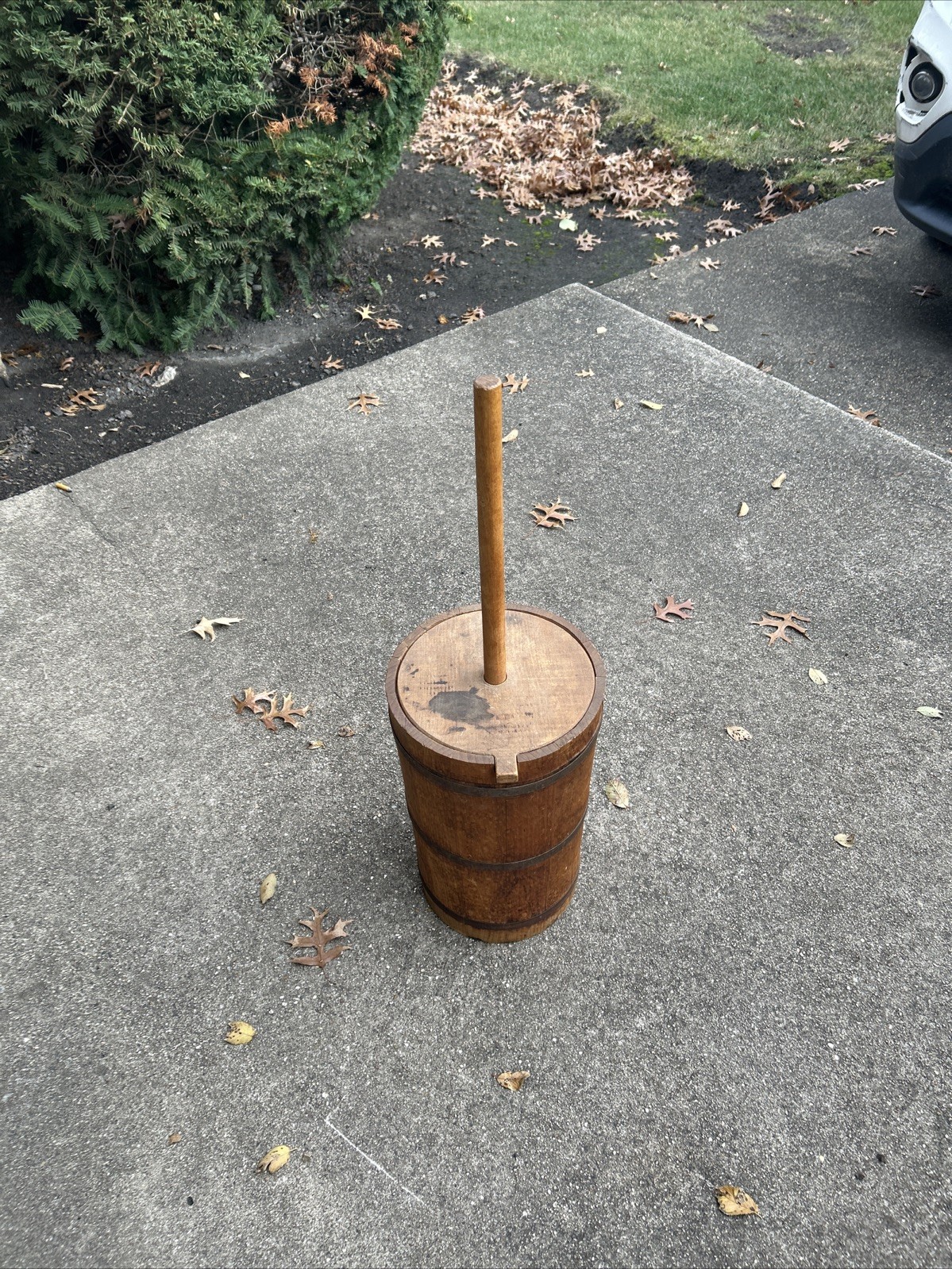 Wooden Butter Churner by Putney Vermont Basketville  Handle, Lid