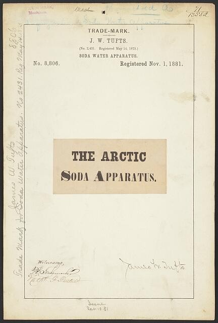 Photo:J W Tufts Arctic Soda Water Apparatus 1881 Trade Mark