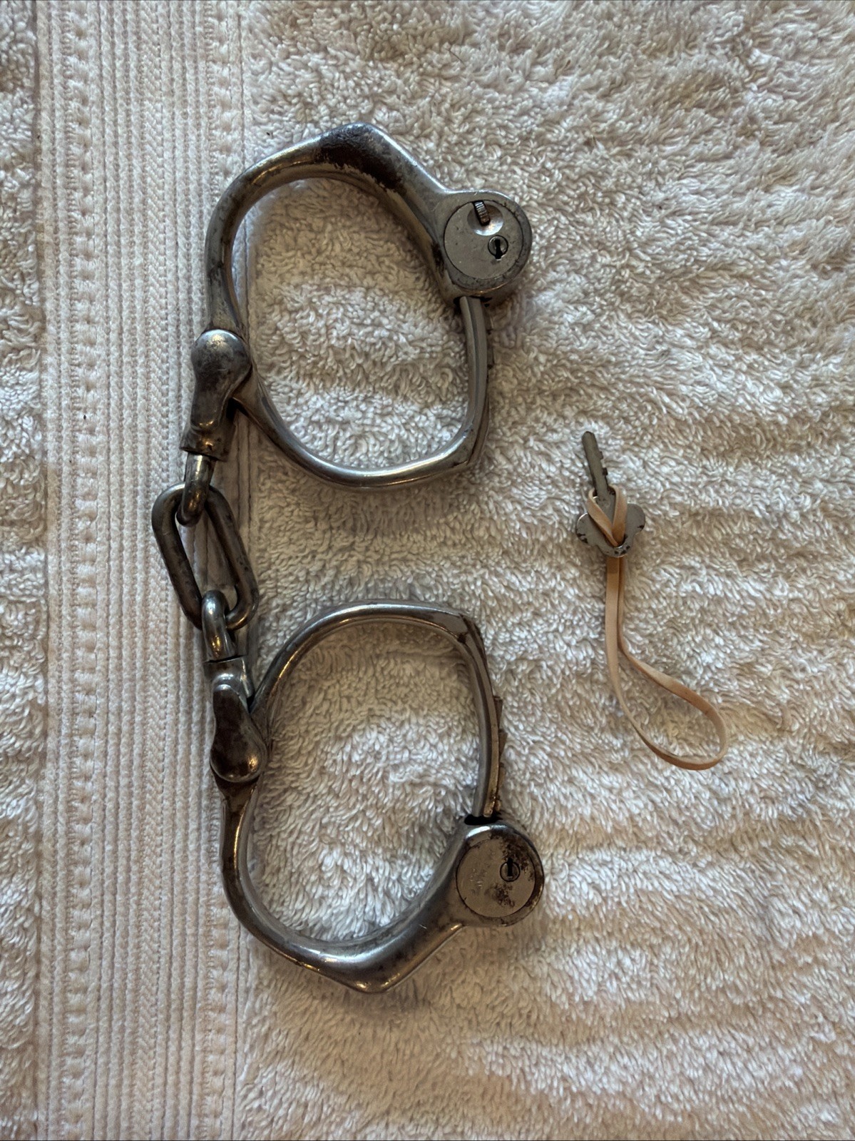 Antique Bean-Cobb Handcuffs w/ Original Key Pat. May 2 1899 Working Pocket Safe