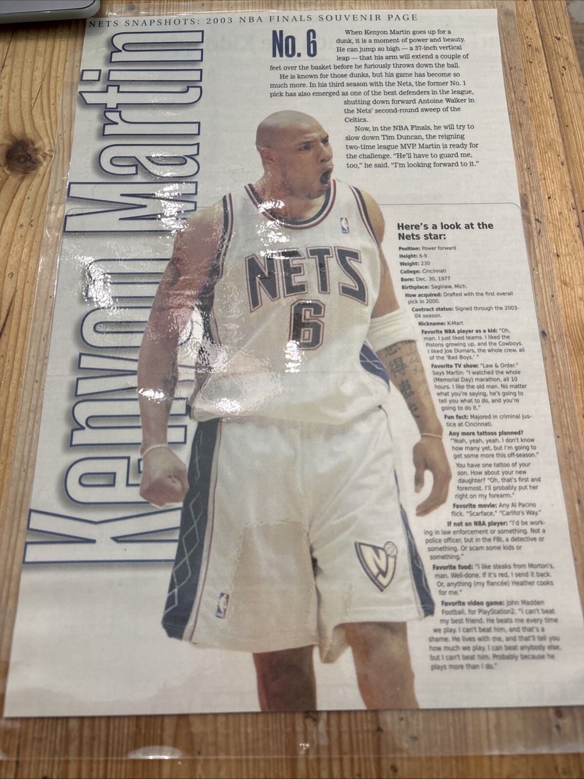 NJ Nets Kenyon Martin Laminated Newspaper Articles