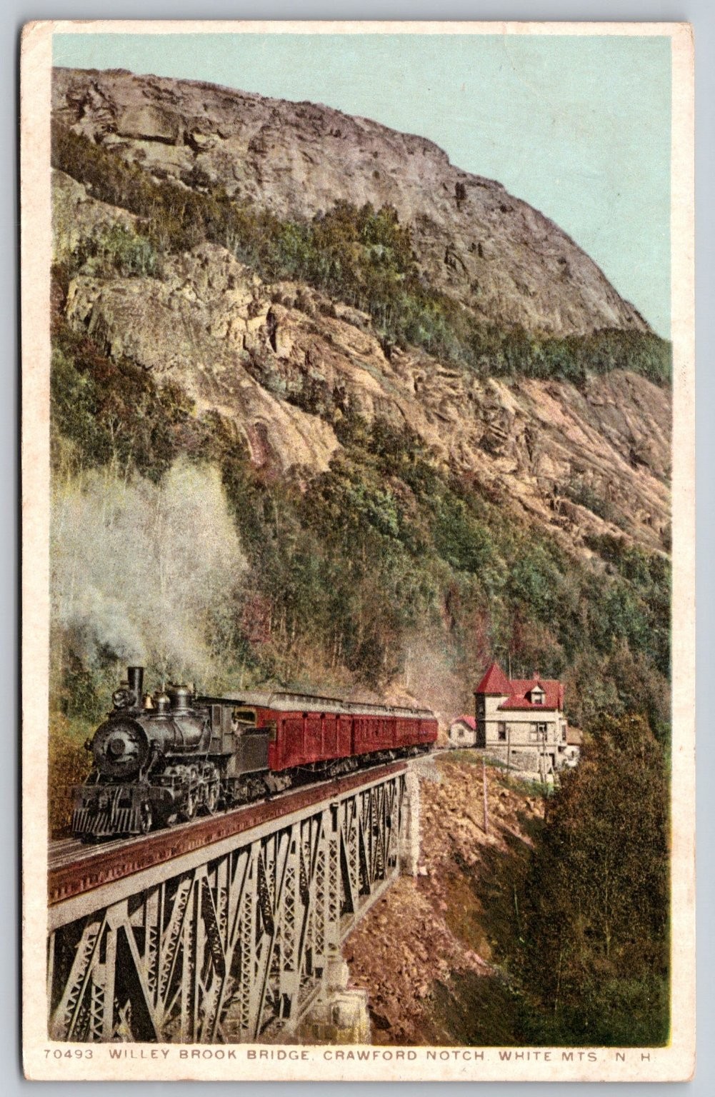 Willey Brook Bridge Crawford Notch White Mountains NH Postcard BB385