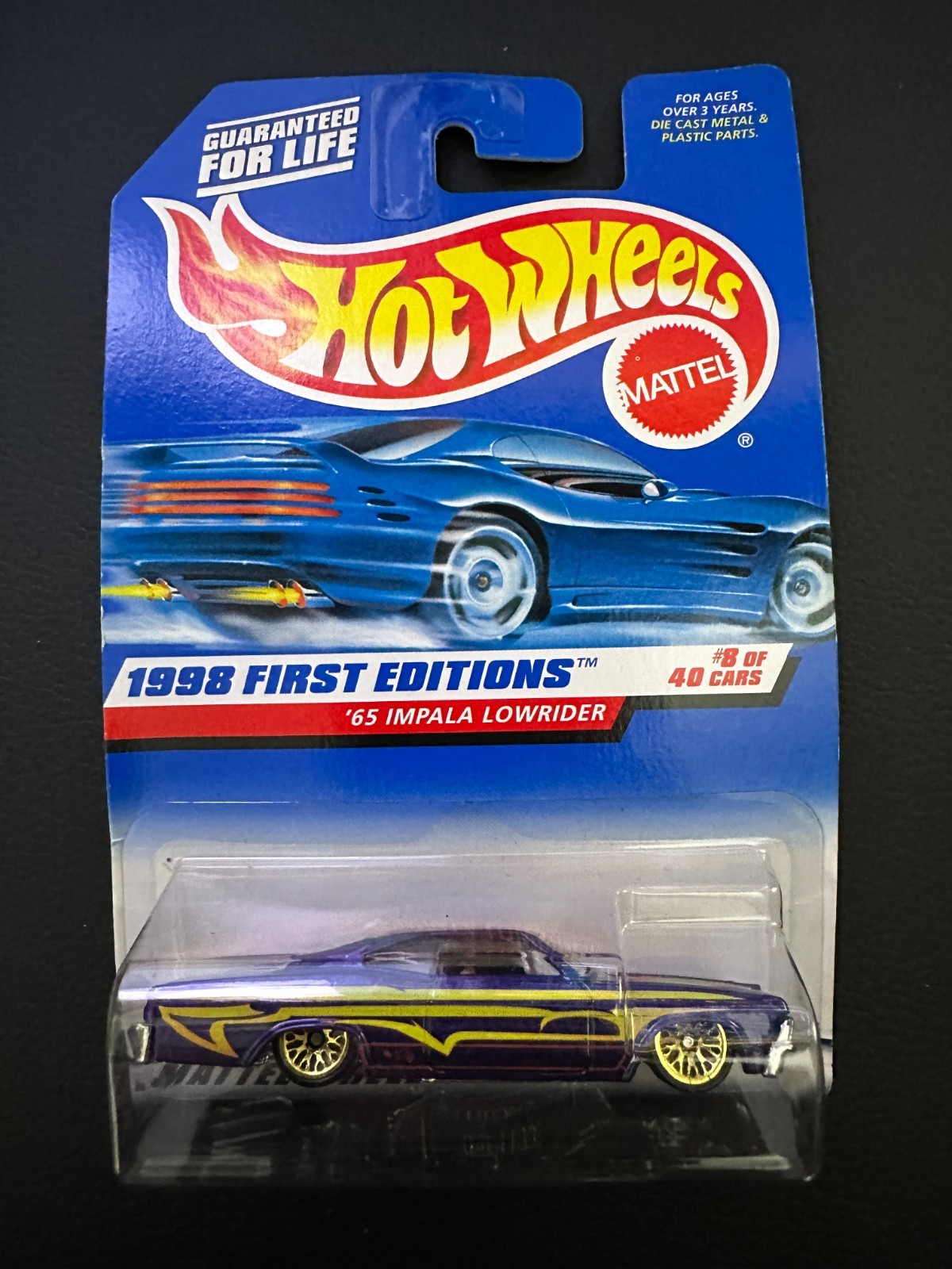 Hot Wheels #635 | \'65 Impala Lowrider (Metalflake Purple) | 1998 First Editions