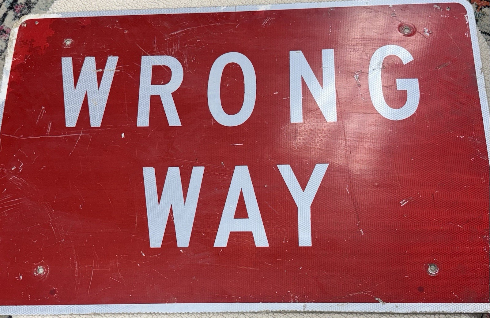 Vintage Massive Retired WRONG WAY Highway Sign Galvanized 24 Vintage Massive Retired WRONG WAY Highway Sign Galvanized 24