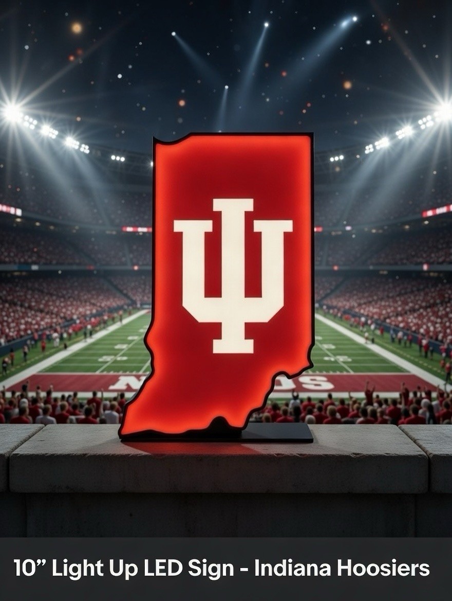 Indiana University IU Hoosiers Light Up LED Neon Sign Football College Sports