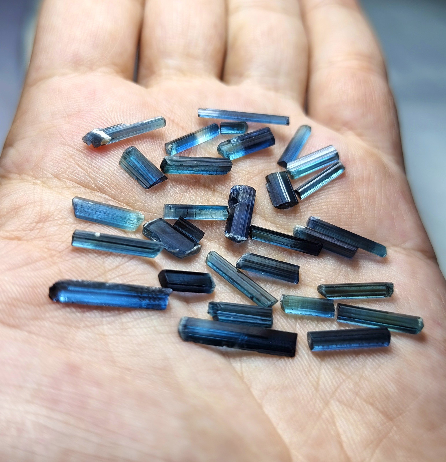 Natural Dark Ink Blue Tourmaline Crystal, High Quality Mineral Specimen, AFG. Natural Dark Ink Blue Tourmaline Crystal, High Quality Mineral Specimen, AFG.