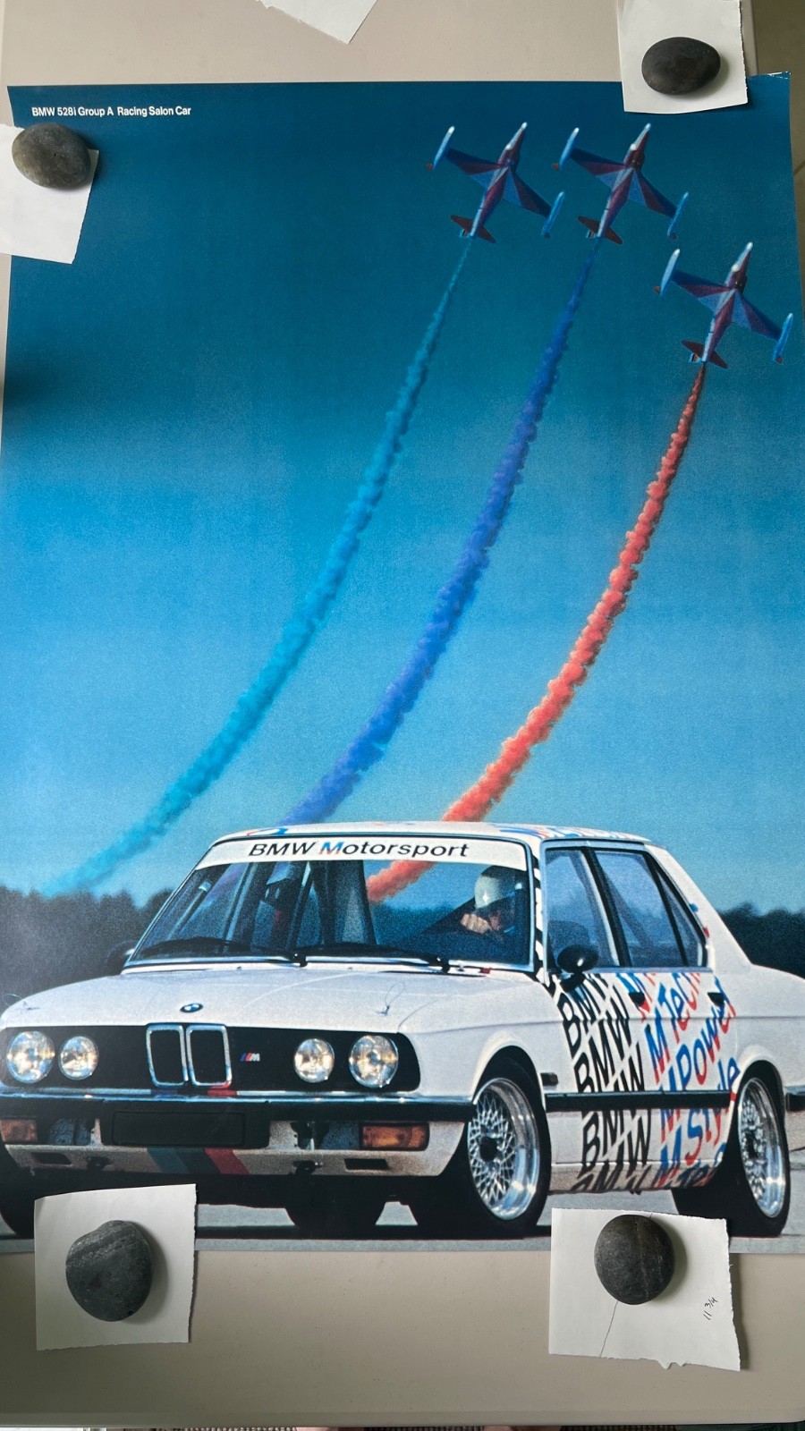 RARE Vintage BMW 528i Group A Racing Poster Aircraft Motorsport West Germany