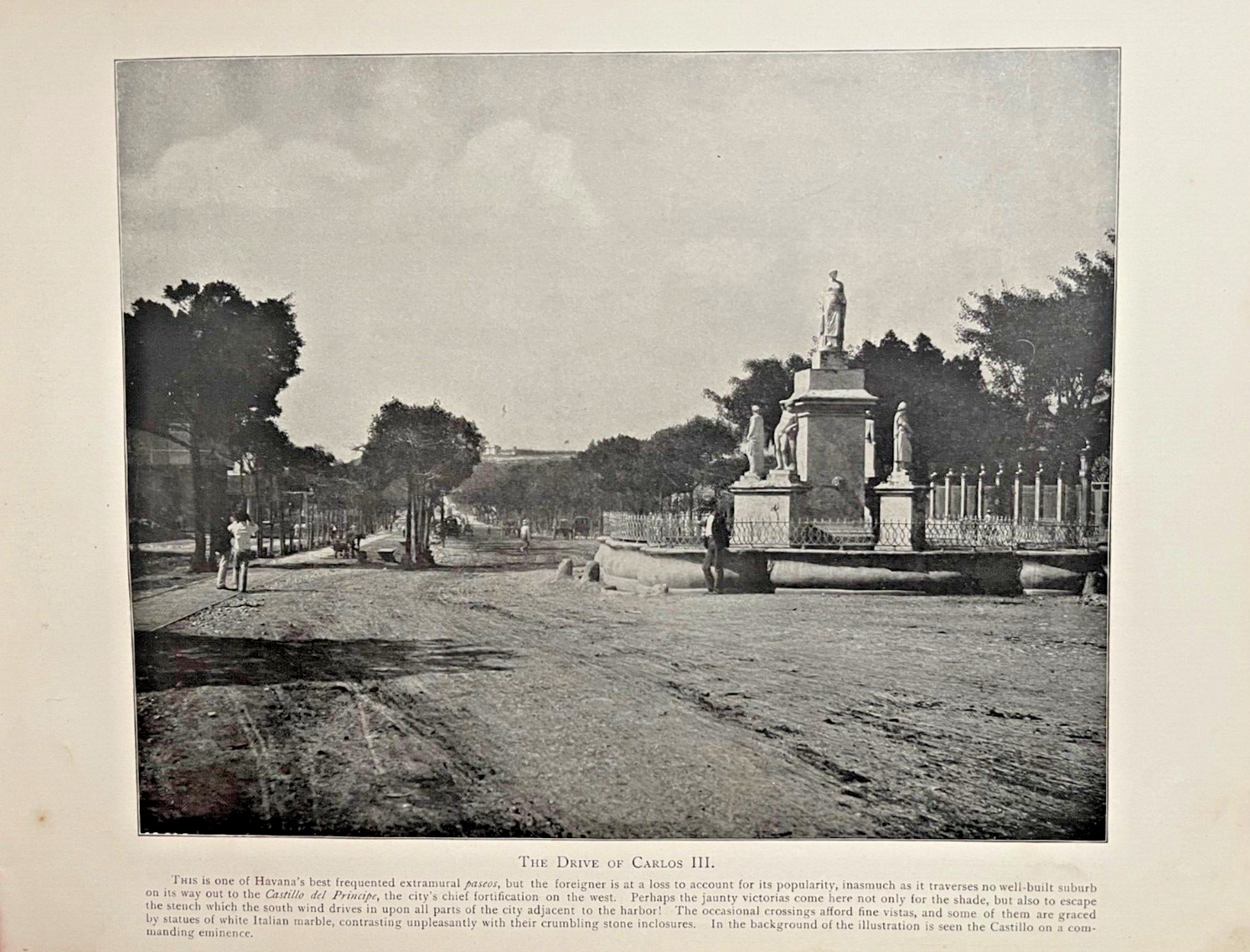 1898 Vintage Illustration Drive of Carlos III Havana Cuba
