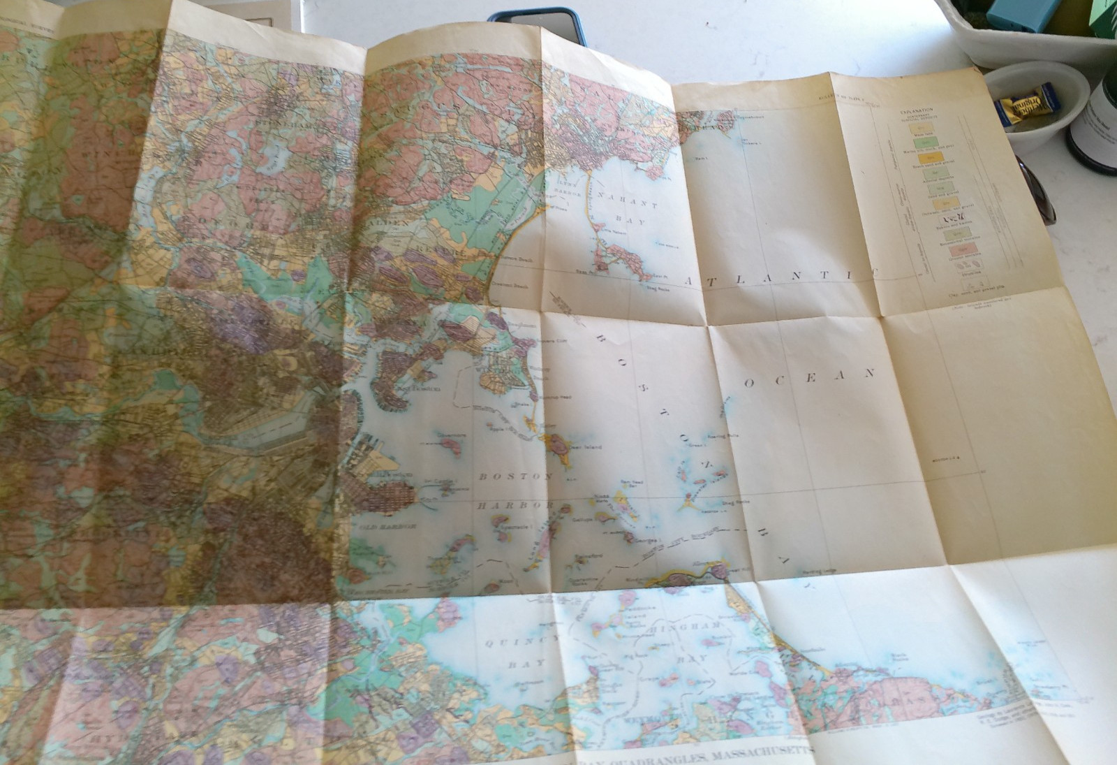 1932 book w/2 maps GEOLOGY OF THE BOSTON AREA LAURENCE LAFORGE BULLETIN INTERIOR