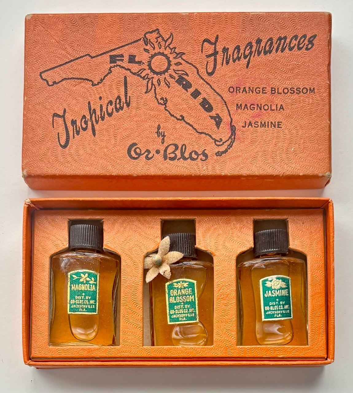 Vintage 1950s Florida Souvenir Fragrances by Or-Blos in Box