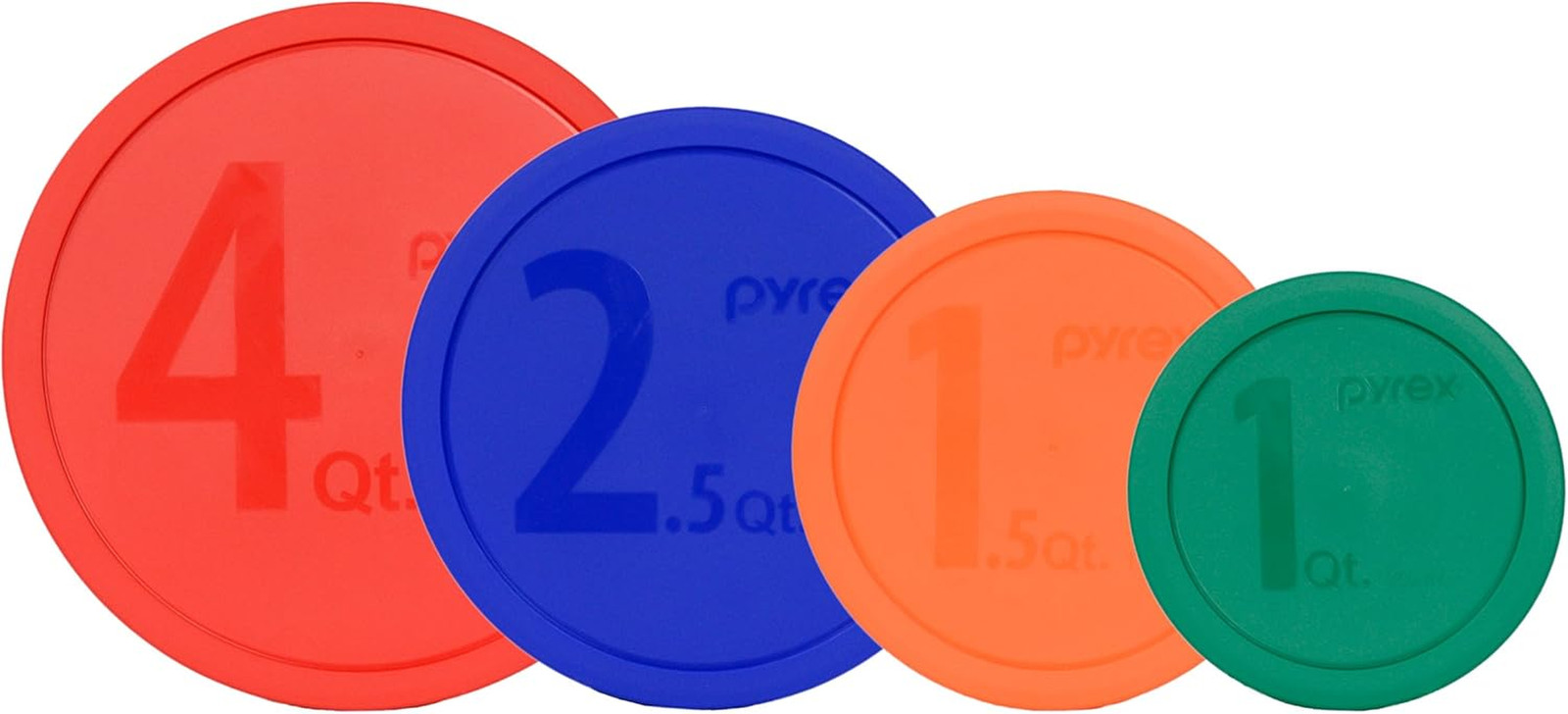 Pyrex Bundle - 4 Items: 322-PC Green, 323-PC Orange, 325-PC Blue, 326-PC Red Lid