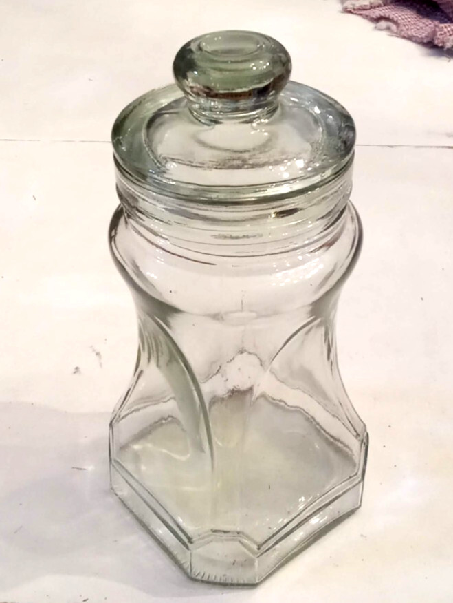 Shonfeld Heavy Glass Apothecary Jar Canister with Lid Kitchen Decor 9.25 in tall