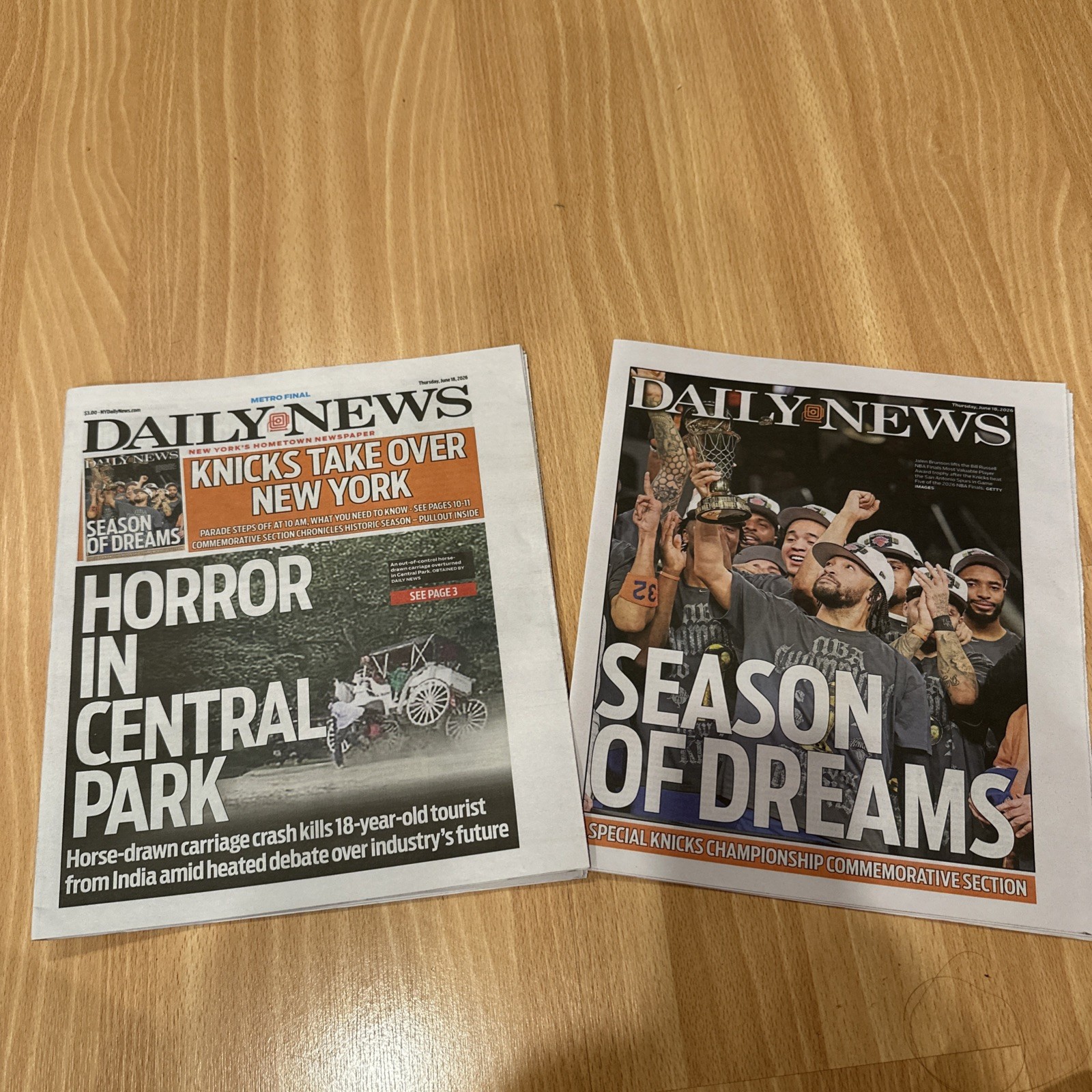 N.Y. Daily News 6/18/26. Special Knicks Championship Commemorative Section 🏀🔥