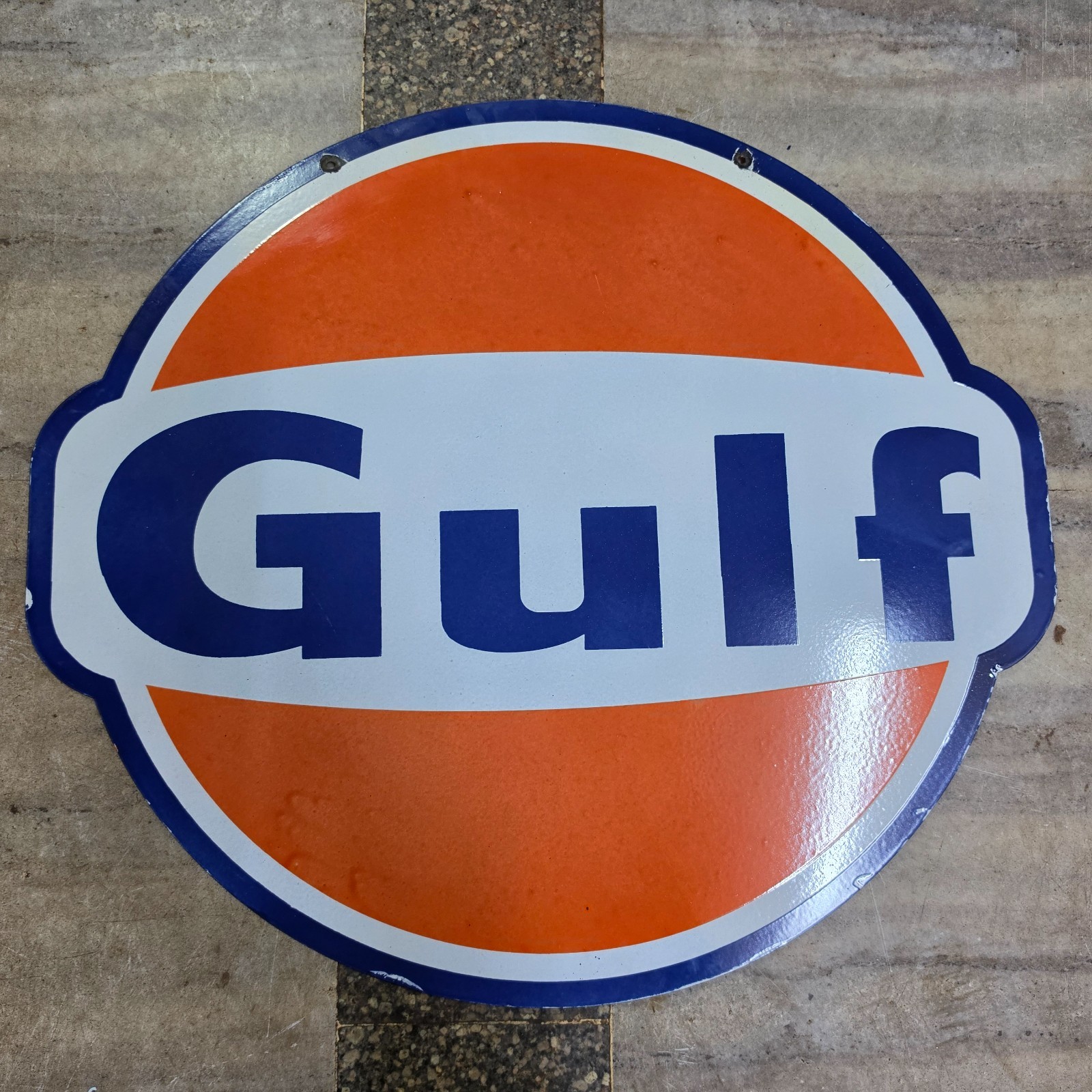 GULF 2-SIDED PORCELAIN ENAMEL SIGN 30 X 27 INCHES