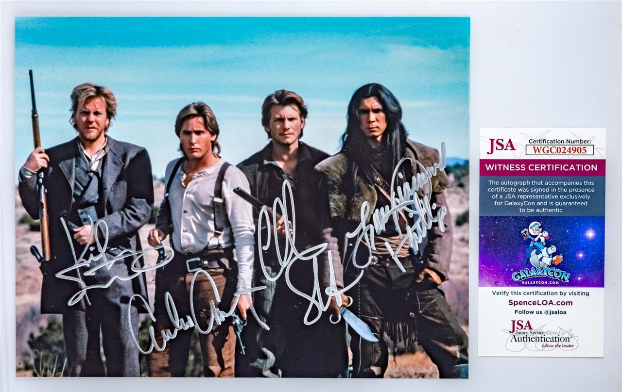 YOUNG GUNS II: Estevez, Sutherland, Phillips & Slater Cast Signed 8x10 Photo JSA