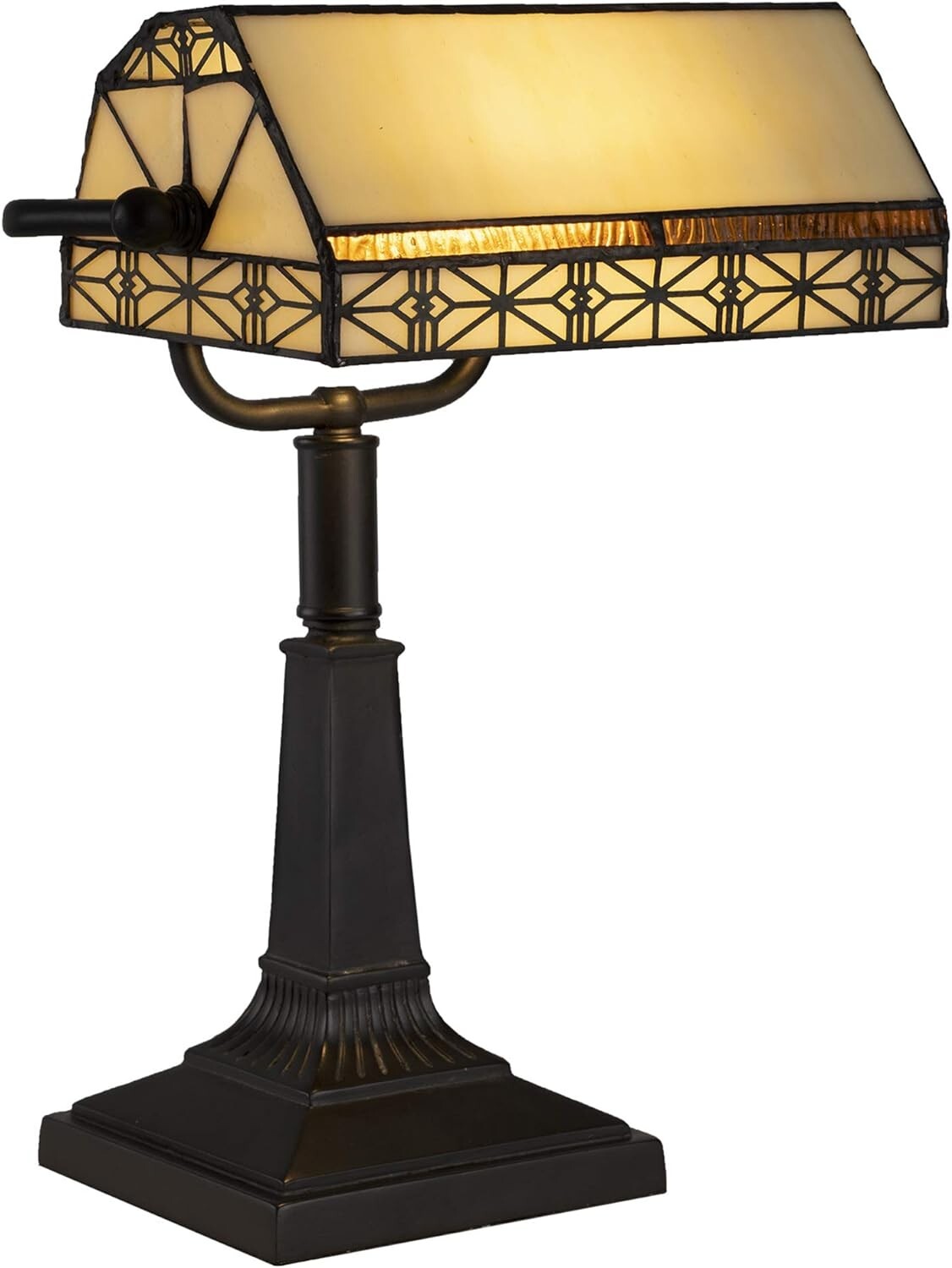 Lavish Home Tiffany-Style Bankers Lamp- Mission-Style For Parts Or Repair