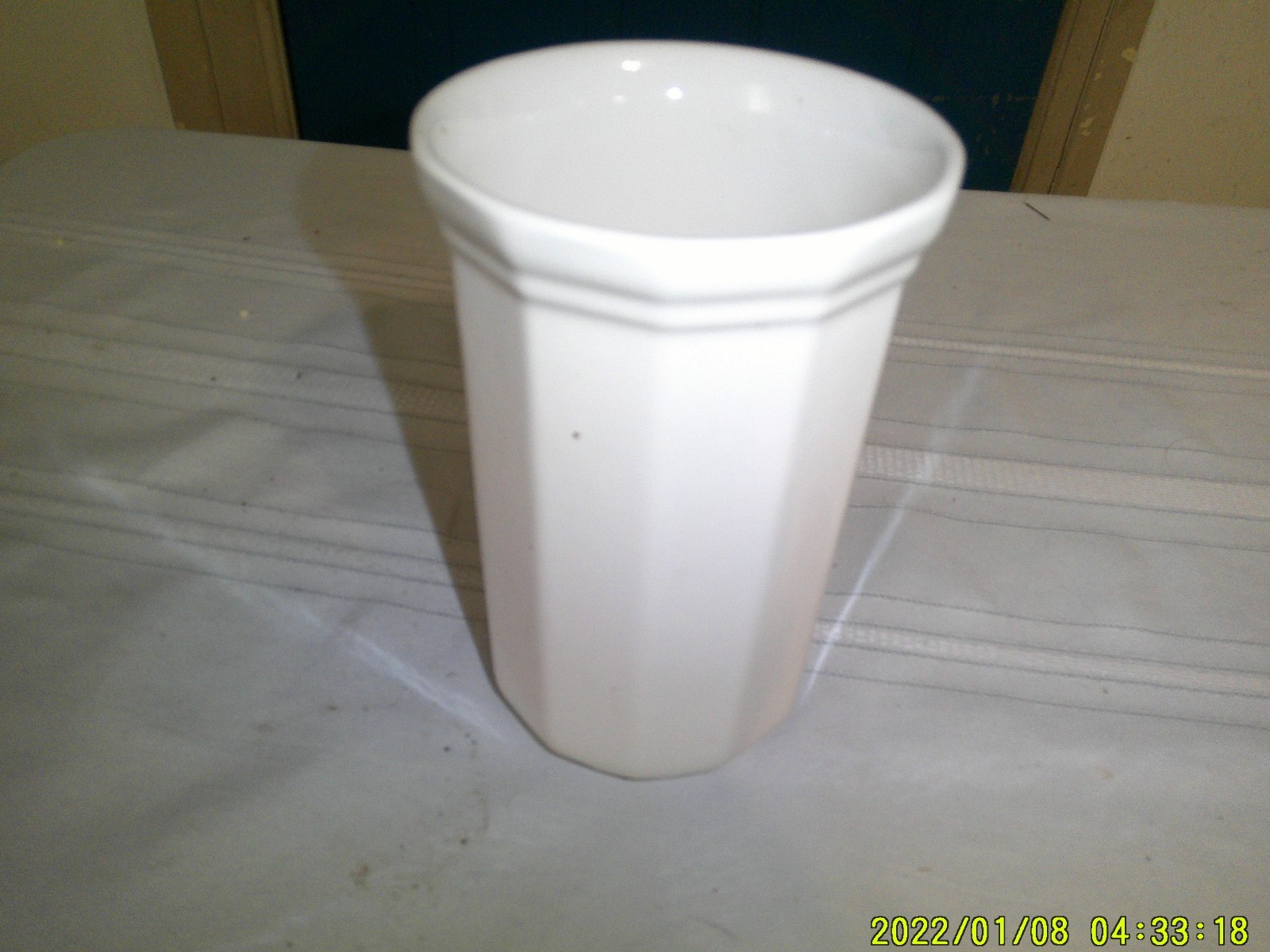 VINTAGE PFALZGRAFF KITCHEN UTENSIL HOLDER HEXAGON SHAPE WHITE PORCELAIN