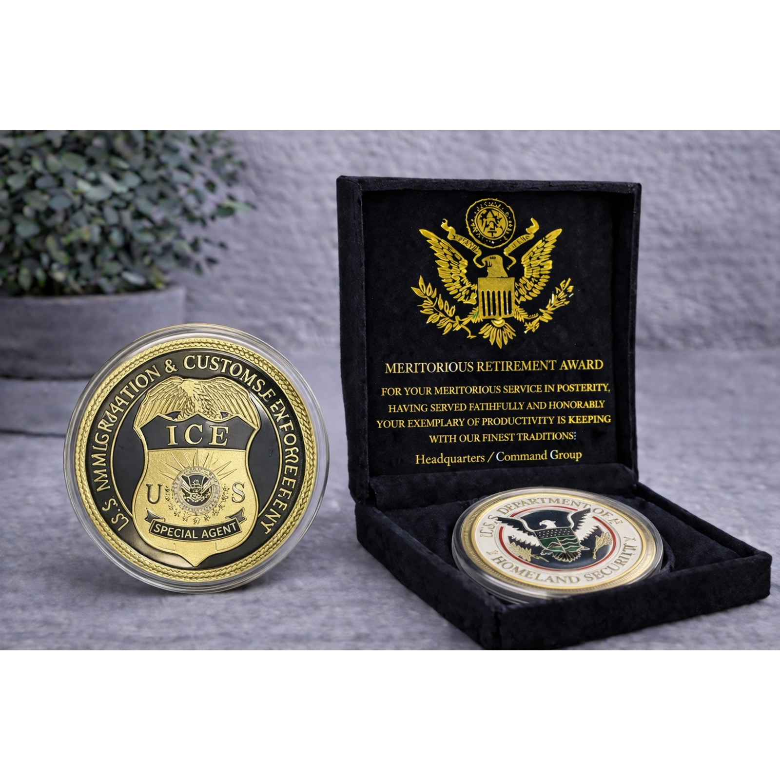 US Immigrations Customs Challenge Coin ICE Special Agent W/ Retirement Award