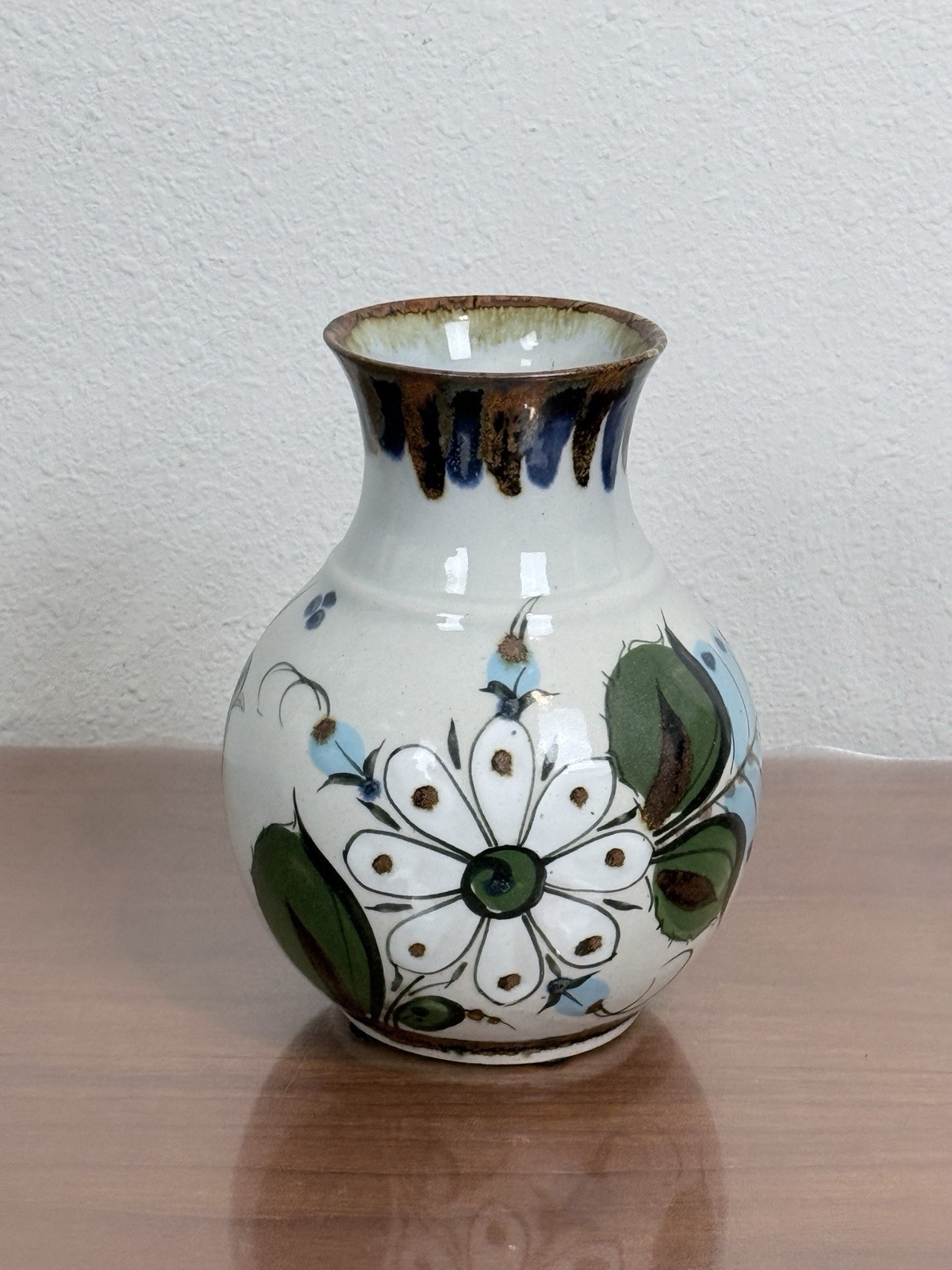 Vintage Signed Ken Edwards El Palomar Pottery Vase Mexican Tonala 8 inch