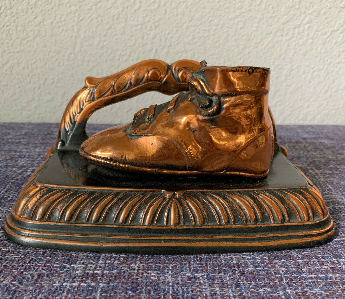 Vintage Bron-Shoe Co. 83, BABY SHOE BOOKEND, Nursery Decor, Doorstop, Left