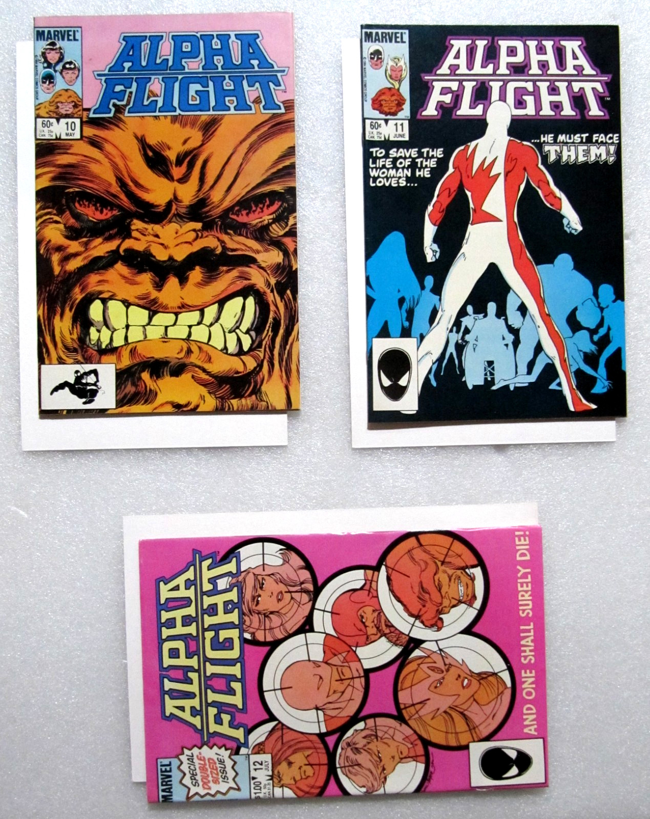 Lot Run of 3 Alpha Flight #10-12 Copper Age Marvel Comics - John Byrne - Boarded