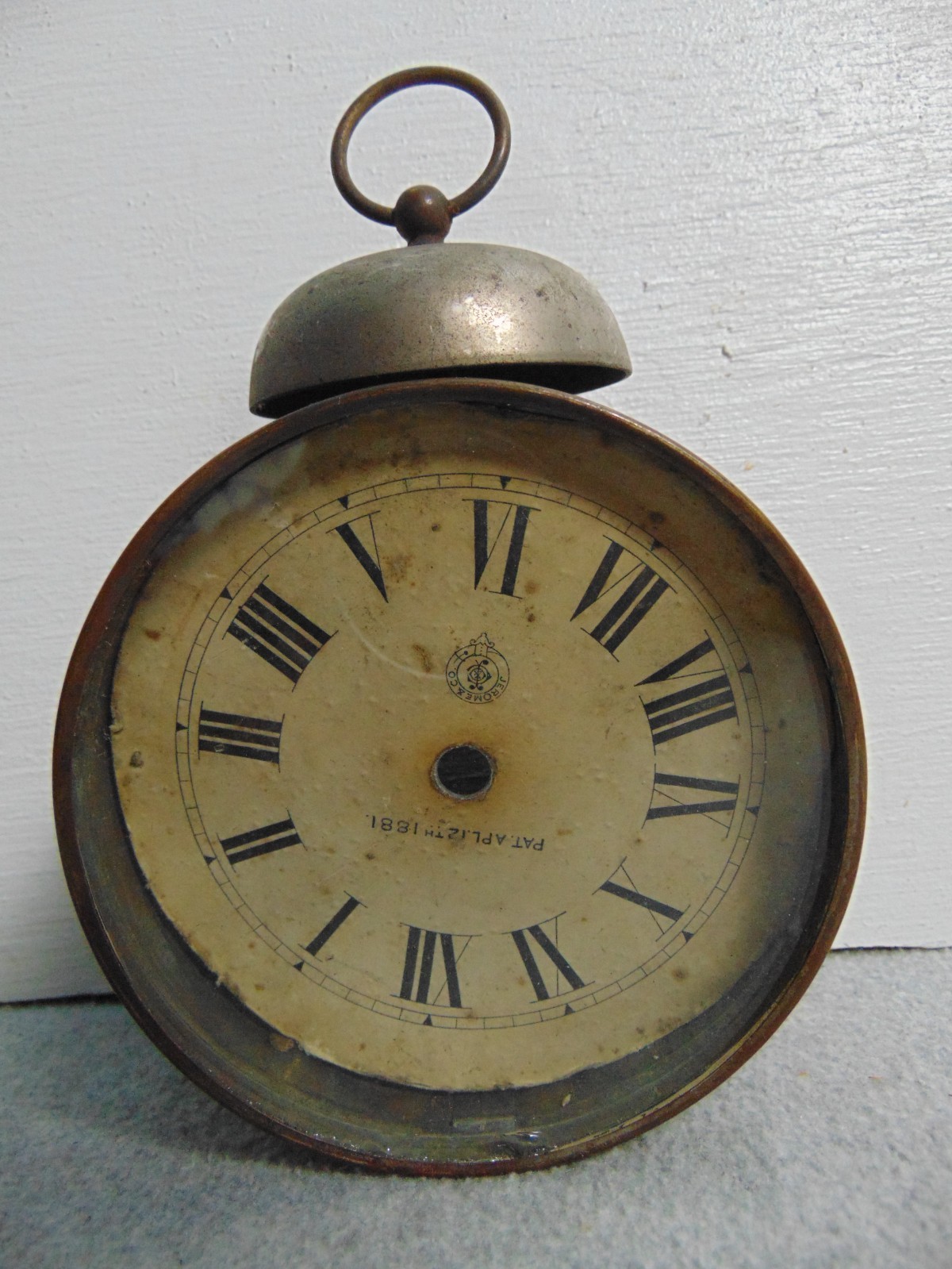 ANTIQUE JEROME AND CO PEG LEG ALARM CLOCK CASE AND DIAL PARTS ANTIQUE JEROME AND CO PEG LEG ALARM CLOCK CASE AND DIAL PARTS