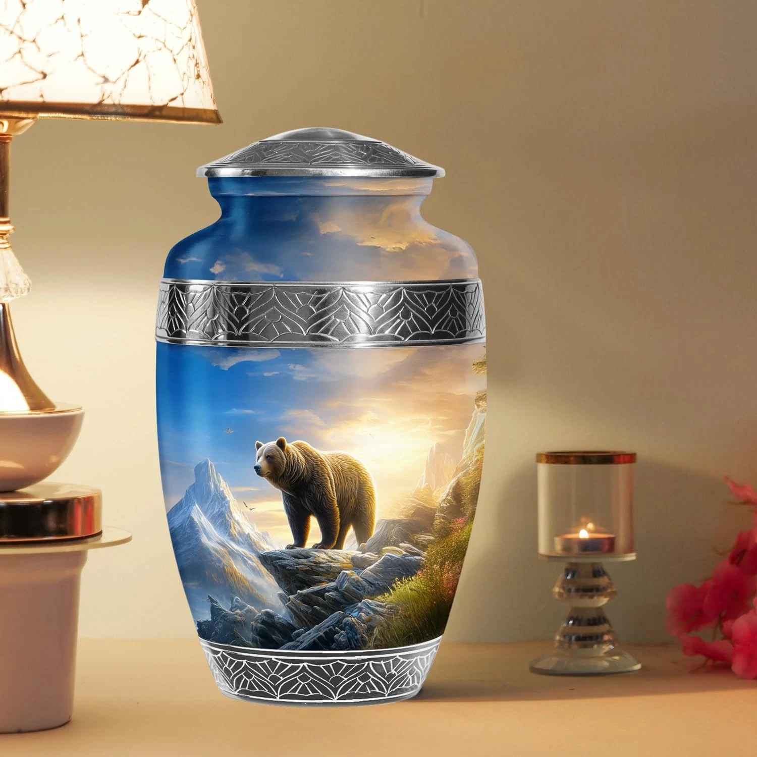 Bear Cremation Urns 10Inch for Human Ashes - Large Black Memorial for Adult
