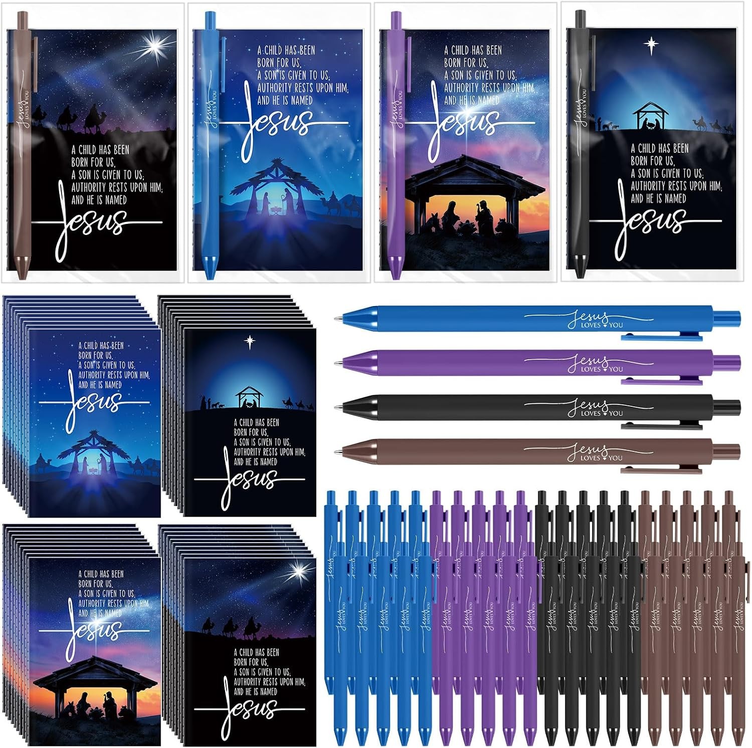 20 Sets Christian Gifts Bulk: Bible Verse Notebooks & Jesus Pens 20 Sets Christian Gifts Bulk: Bible Verse Notebooks & Jesus Pens