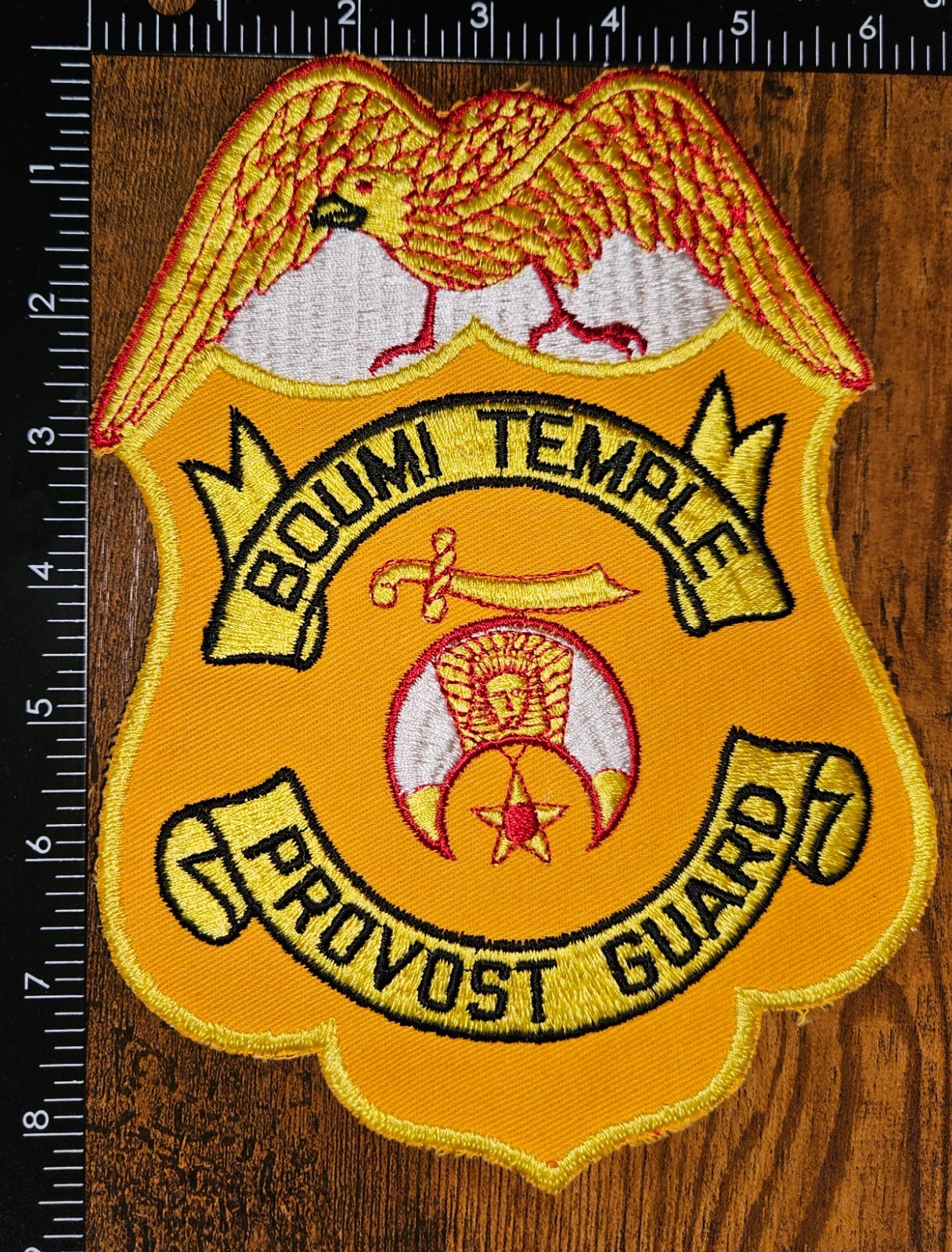Boumi Temple Shriners Provost Guard Freemason Oversized Shield Jacket Patch