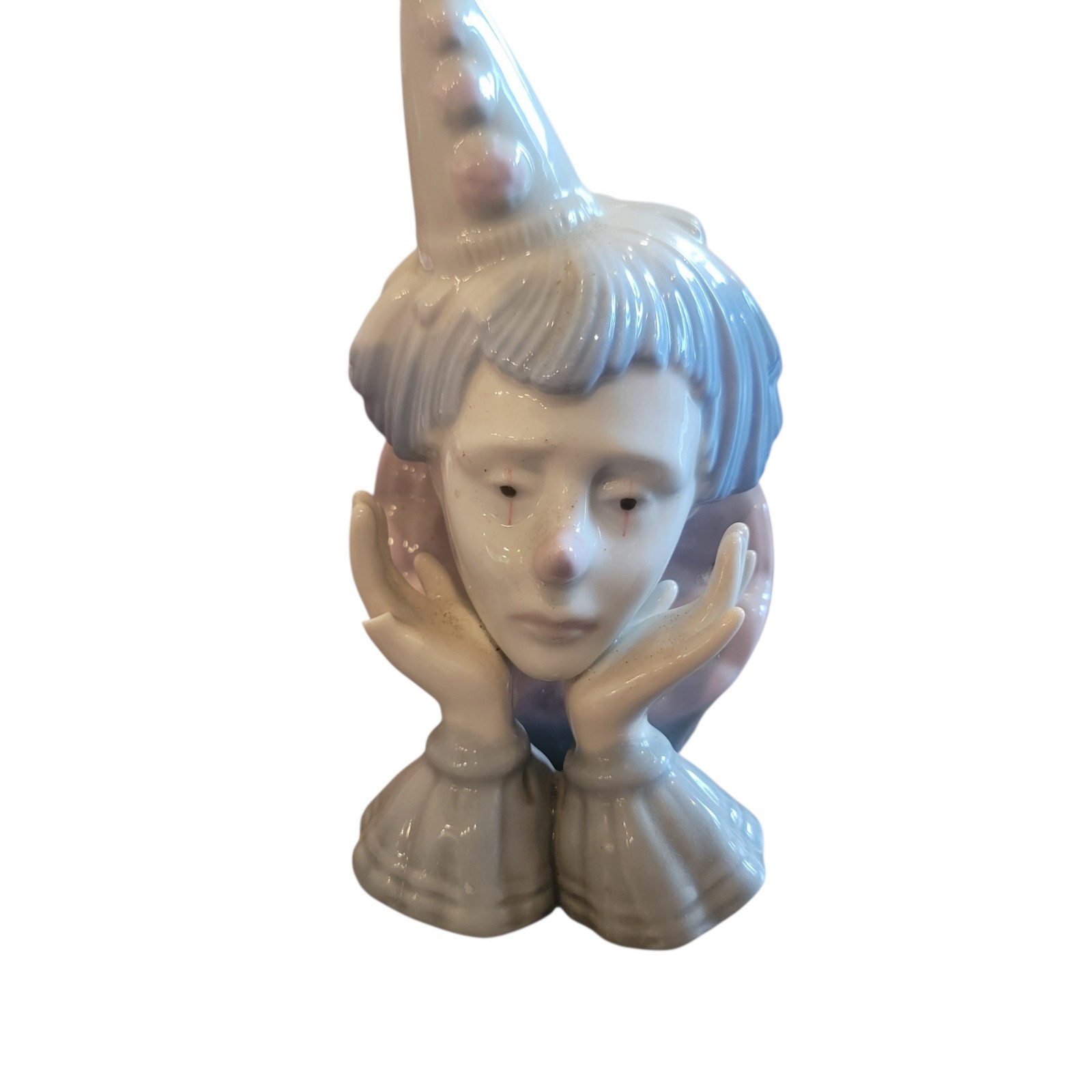 Meico Dream Clown Jester  Bust Porcelain Sad Face Figurine Paul Sebastian VTG