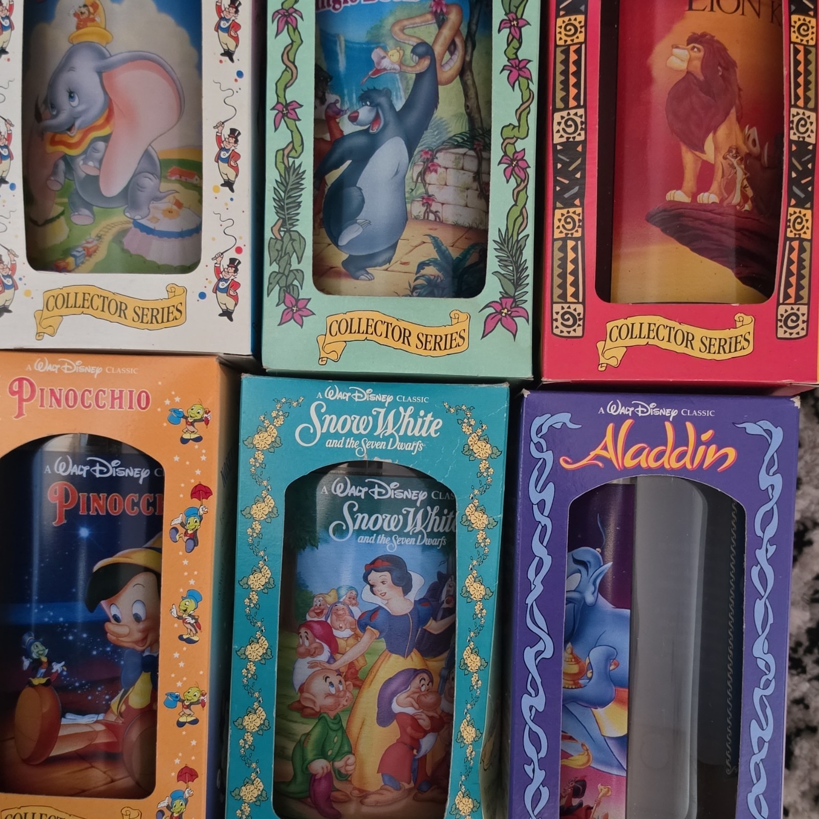Burger King 1994 Disney Classic Collector Series Glasses Lot 5 Dumbo & More