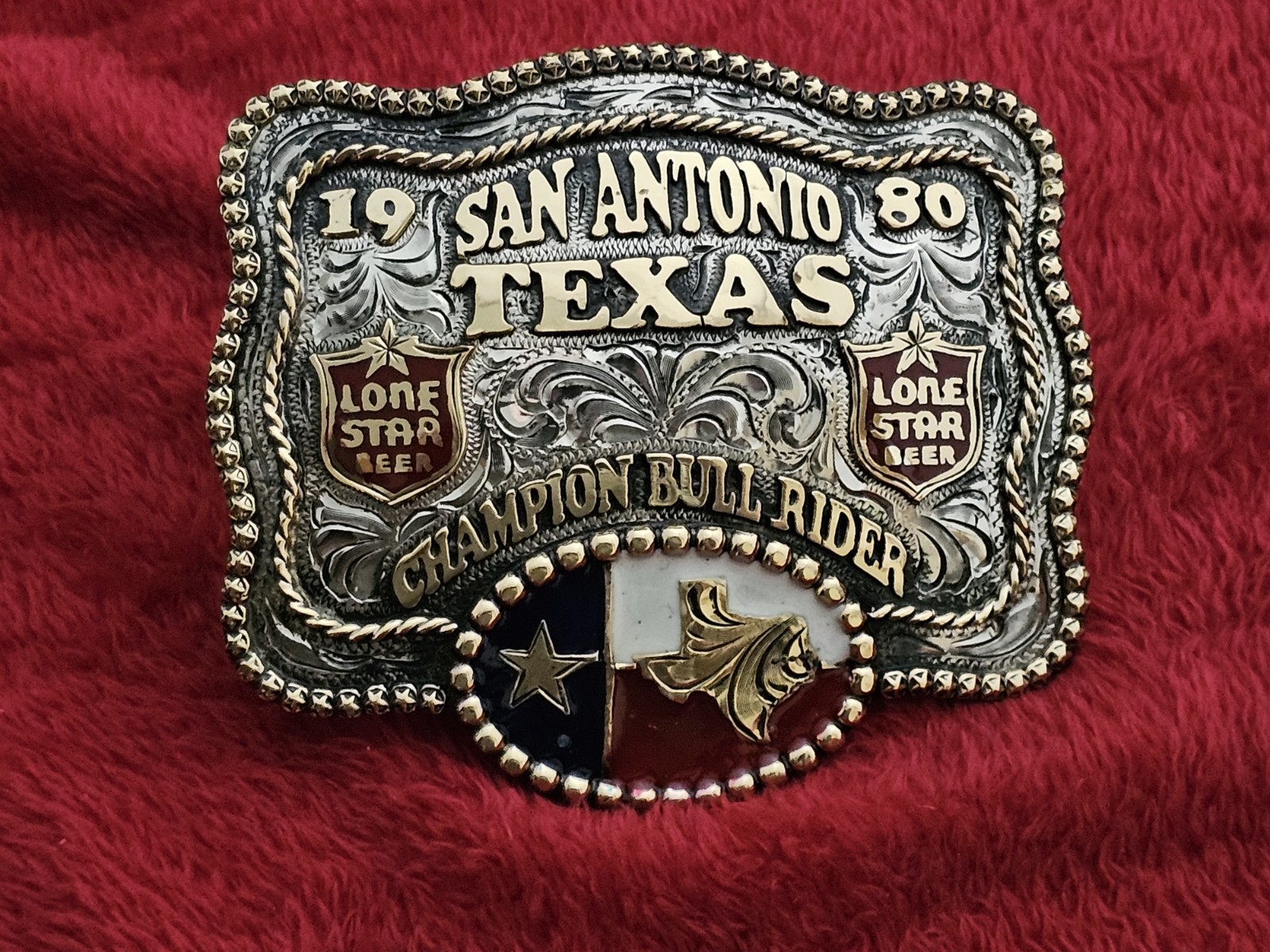 Lone Star Bullrider☆1980☆ RODEO X~TREME CHAMPION☆Texas☆TROPHY BUCKLE☆Rare☆T20
