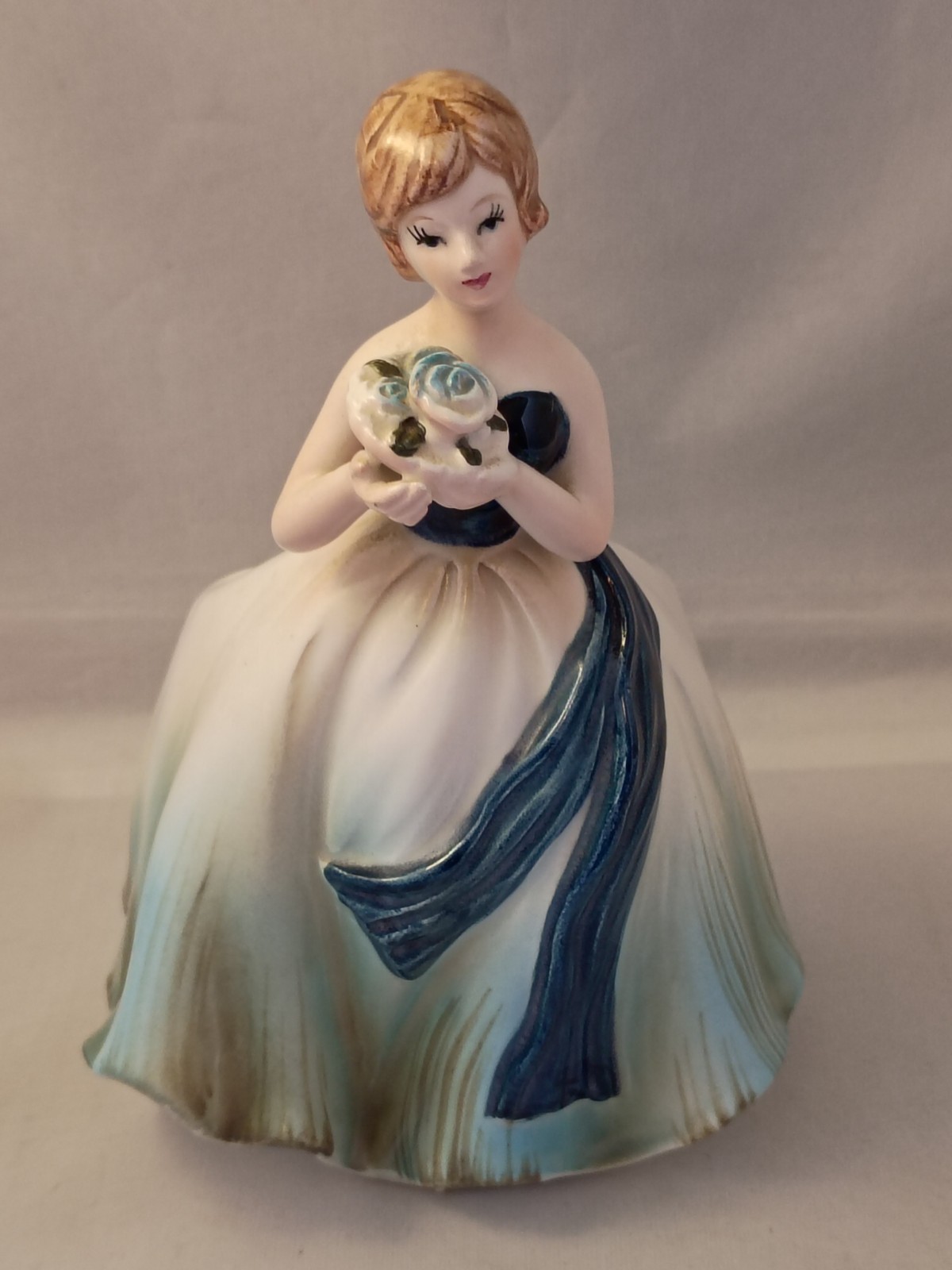 Vintage Napcoware Lady Planter Figurine in Blue Dress W Sash Ribbon C-6362 Japan