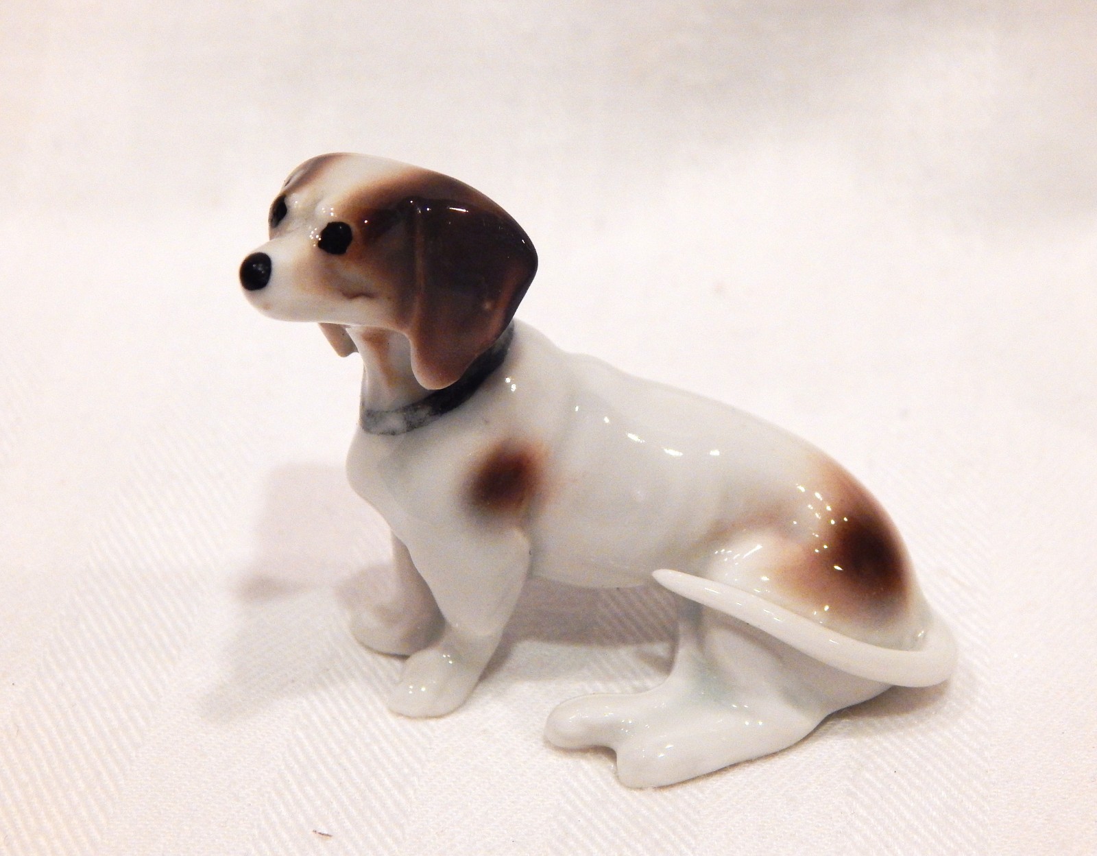 Vintage Signed Miniature Porcelain Dachshund Dog Figurine