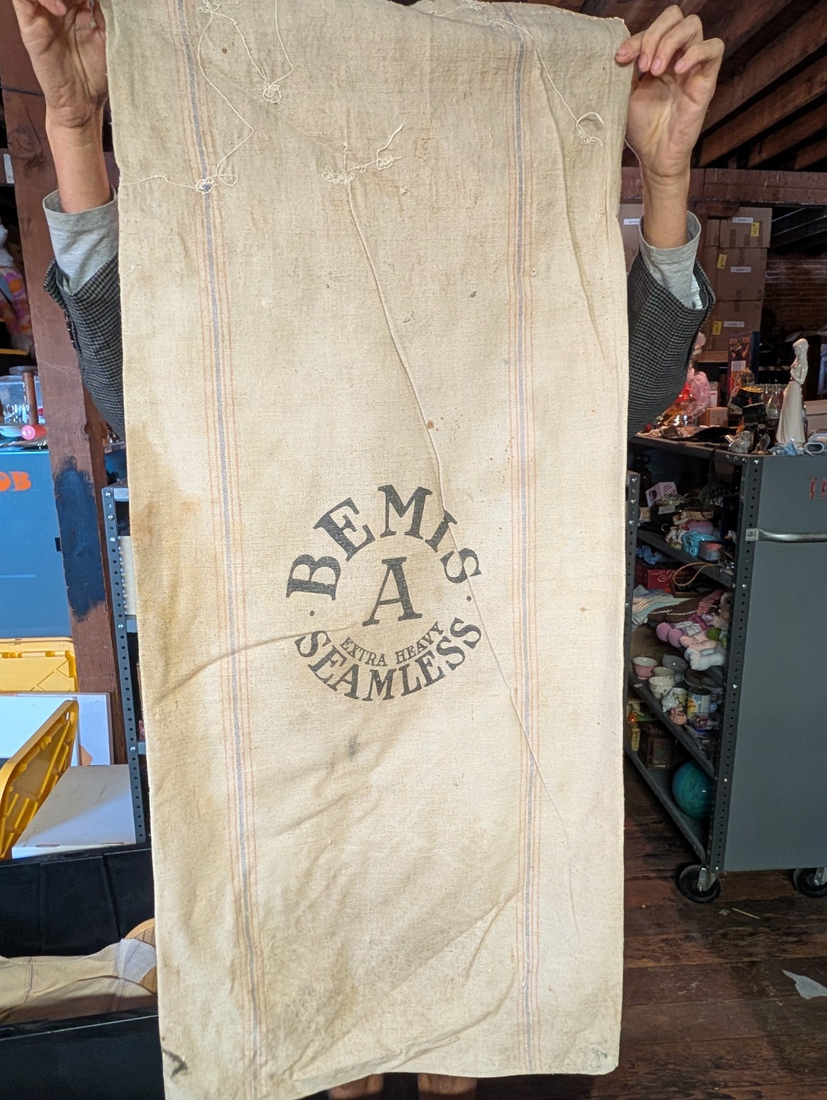 Vintage Bemis A Extra Heavy Seamless Grain Feed Sack Farmhouse Decor